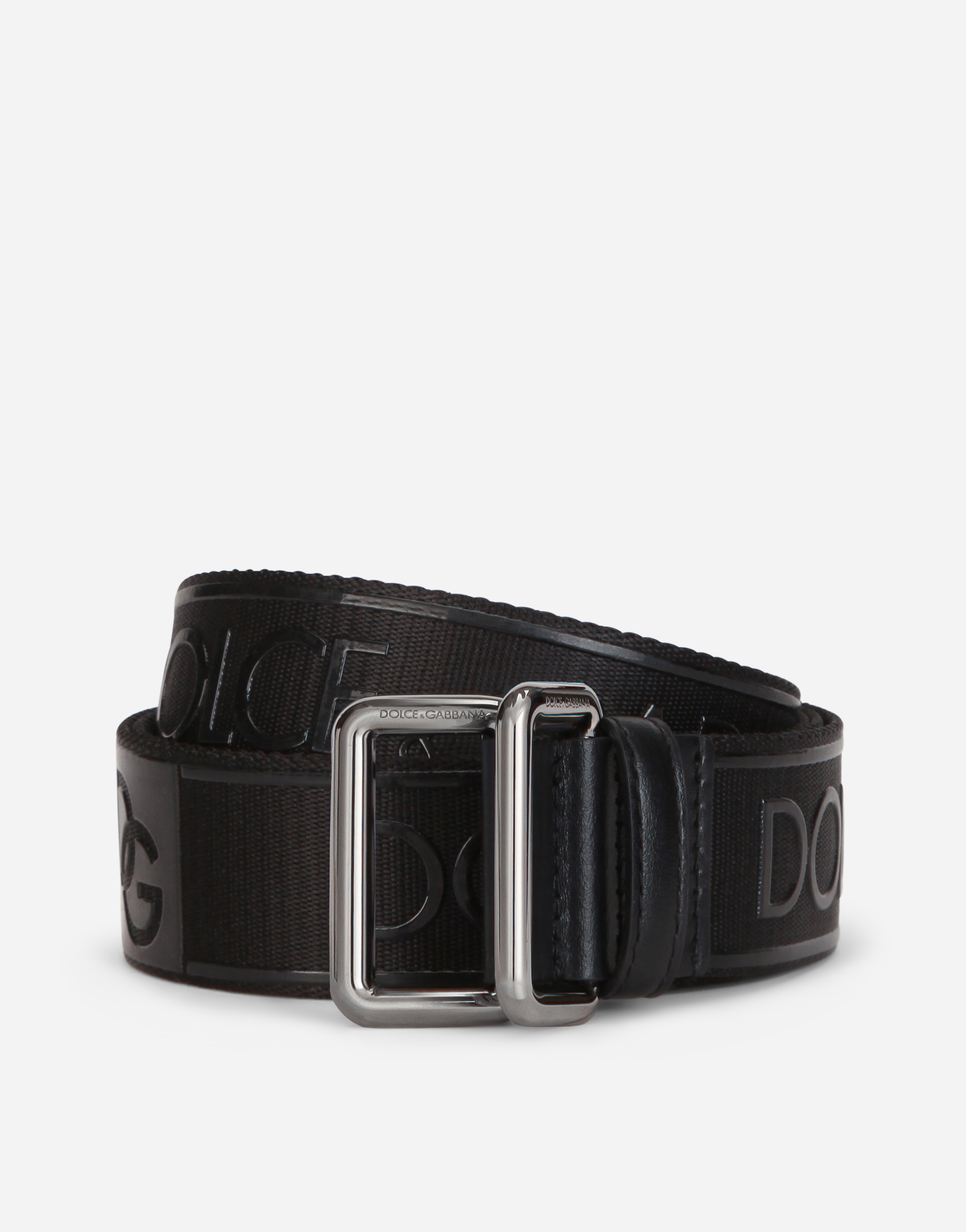 Branded tape belt in Black