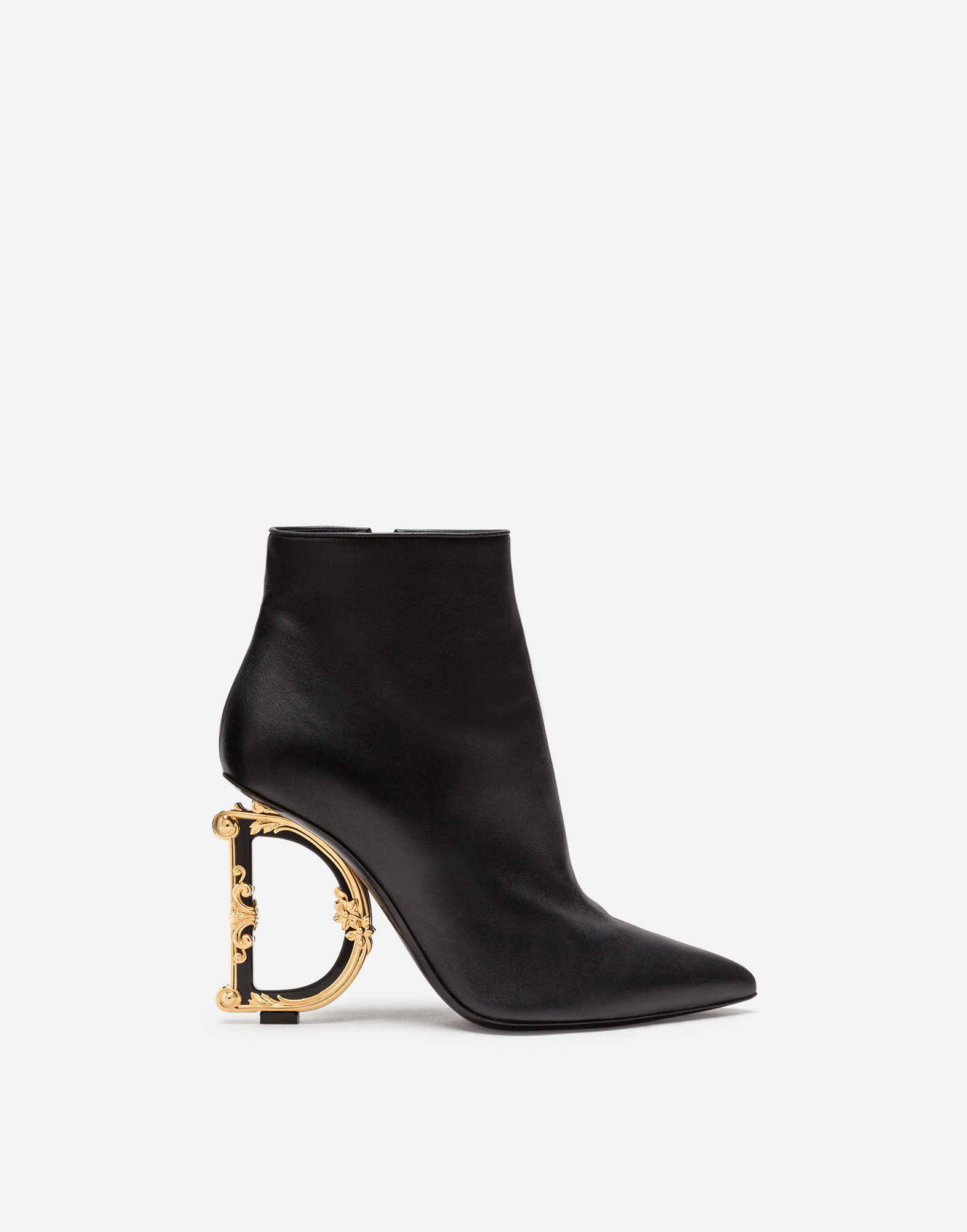 Nappa leather ankle boots with baroque DG detail in Black