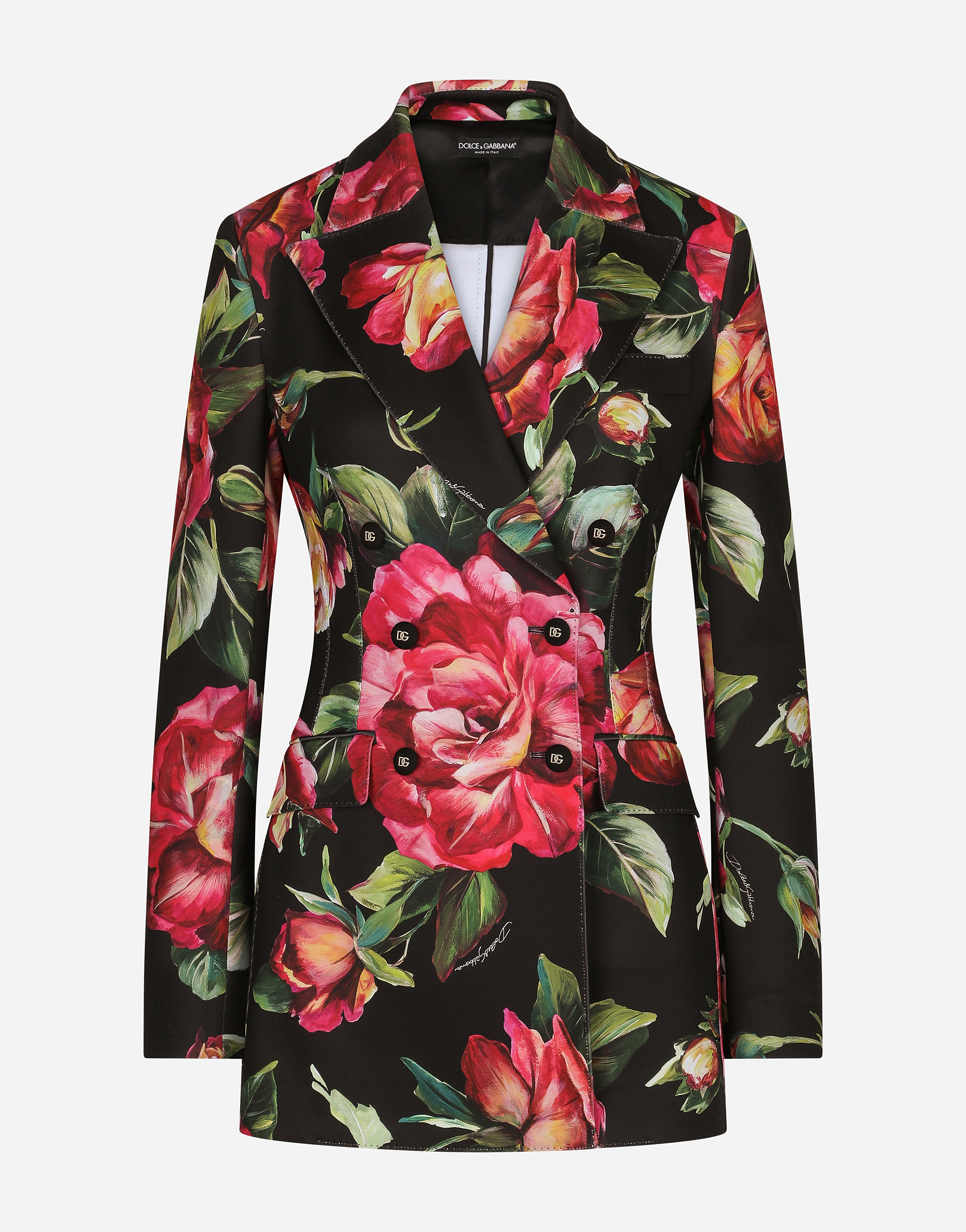 Jersey Turlington blazer with rose print in Multicolor