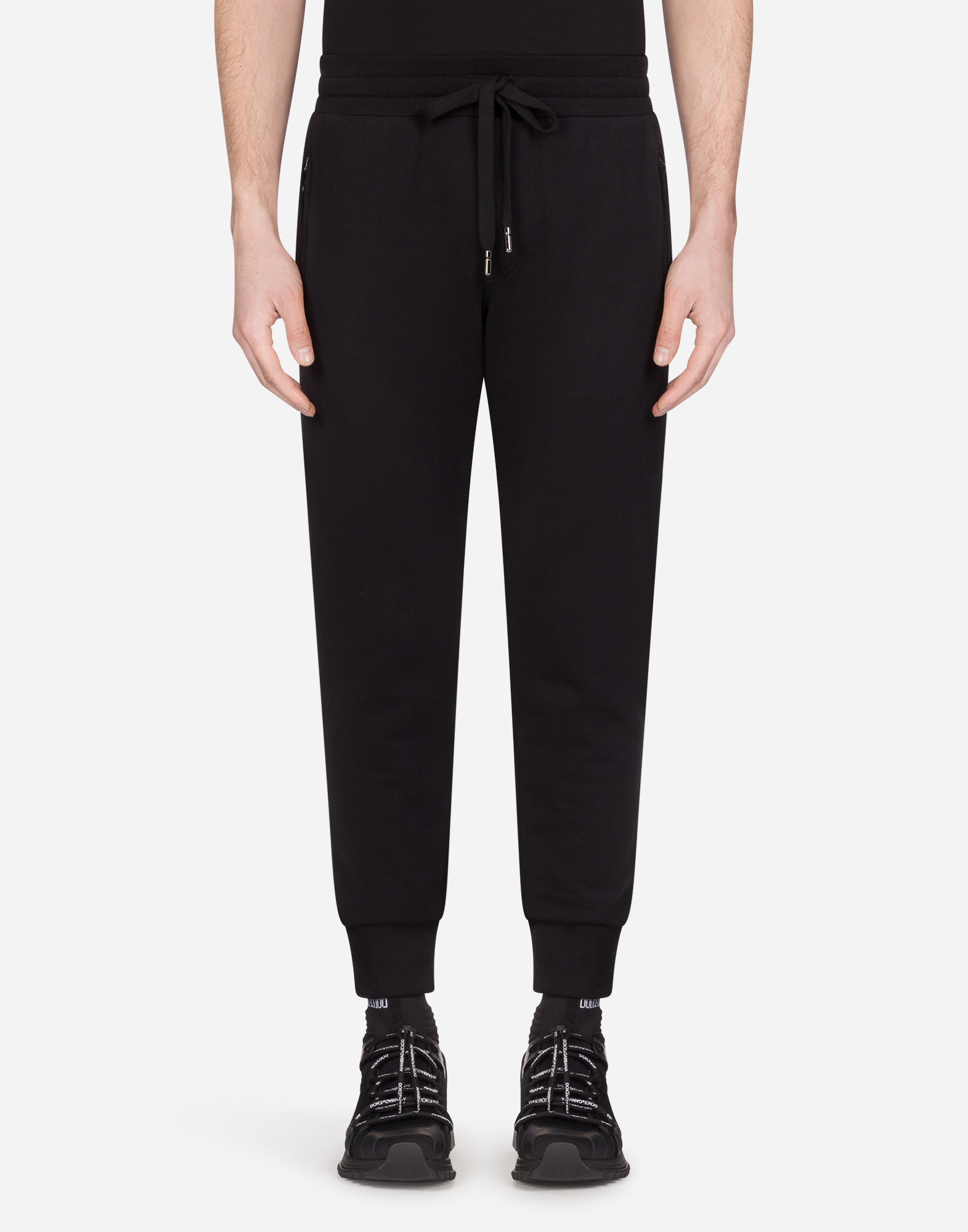 Jersey jogging pants with patch in Black