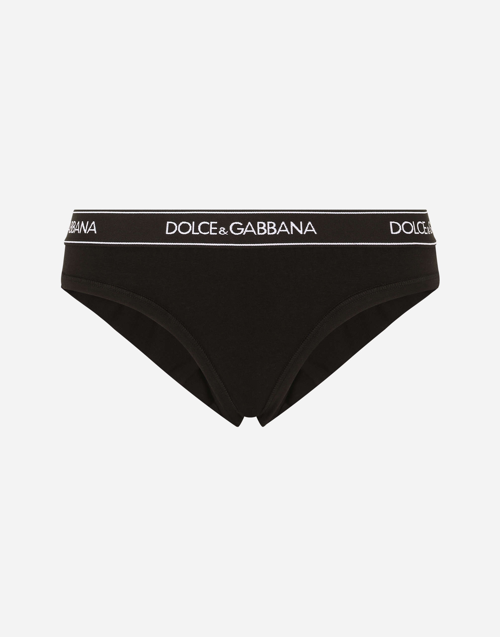 Jersey Brazilian briefs with branded elastic in Black