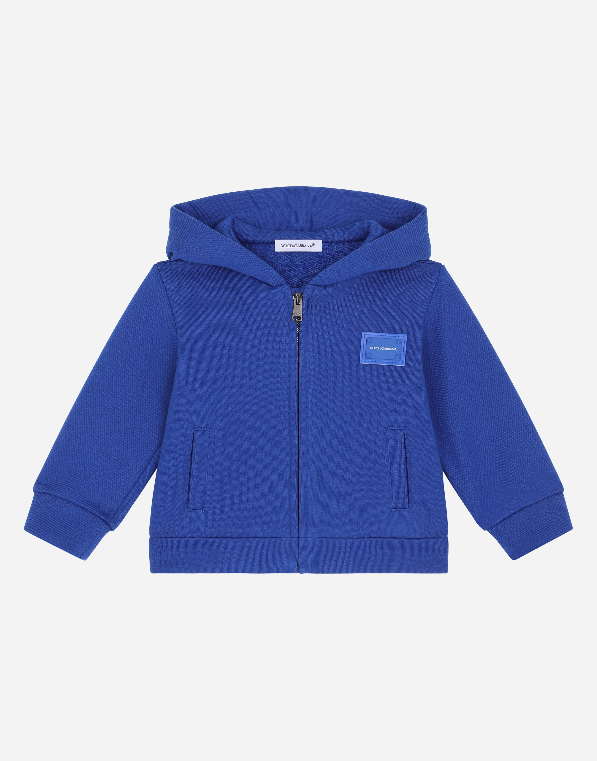Jersey hoodie with logo plate in Blue
