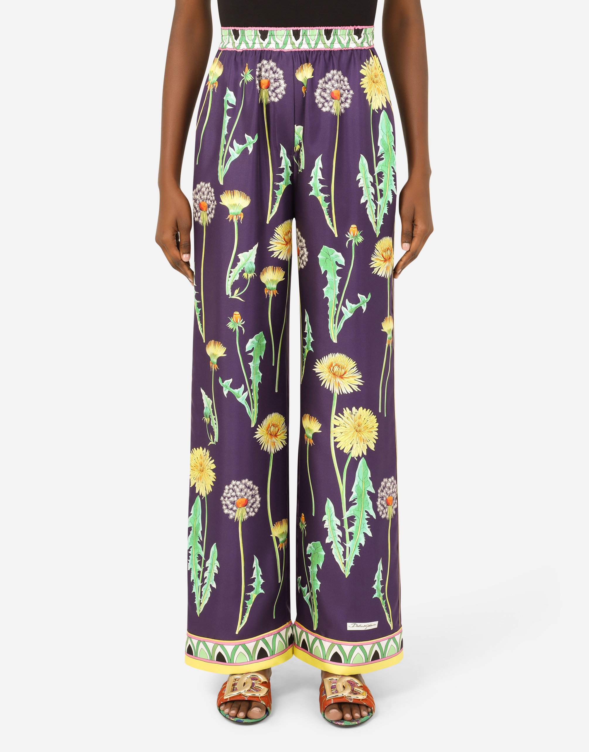 Floral-print twill pajama pants  in Multicolor