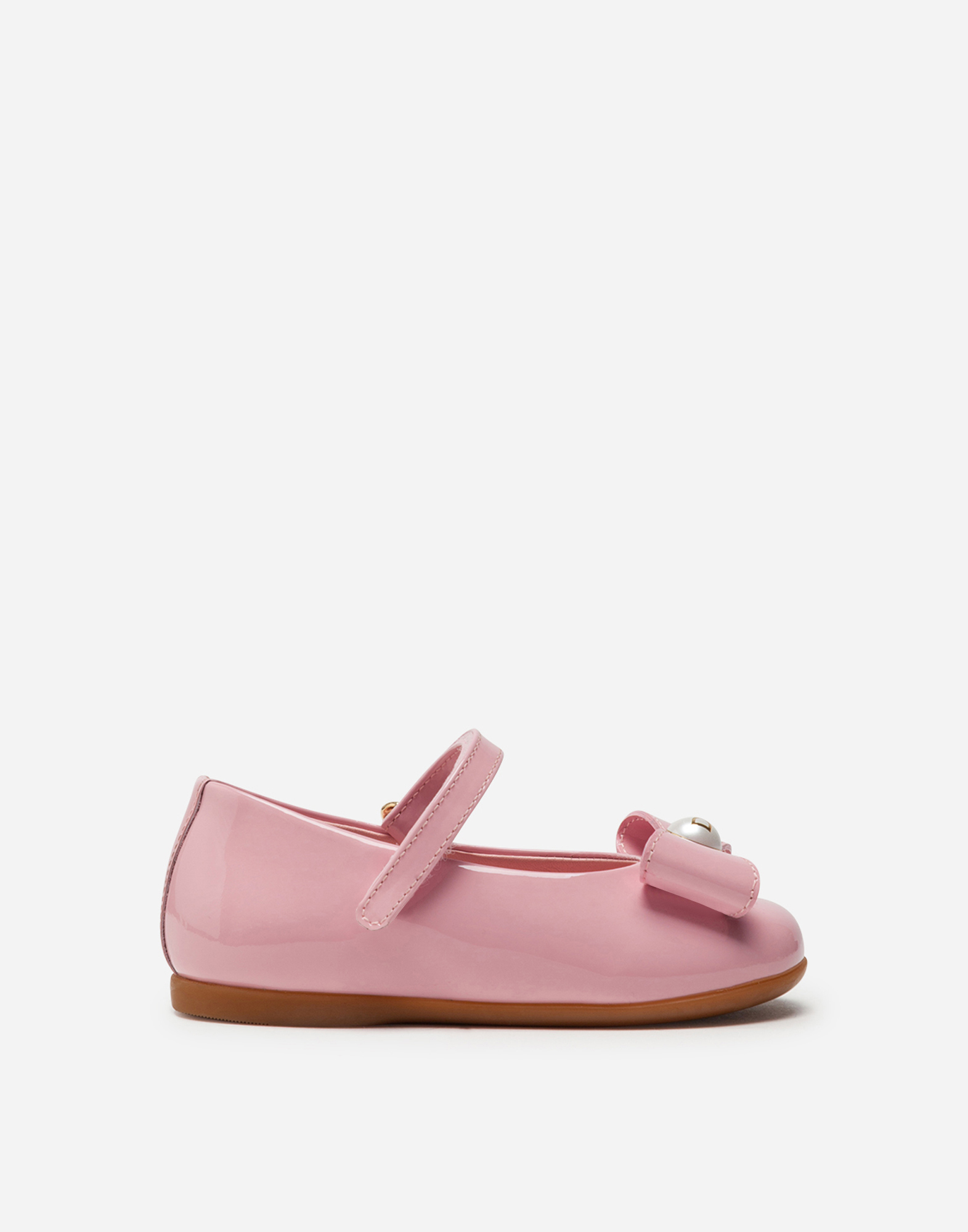 Mary Jane ballerina shoes in patent leather with bow in Pink