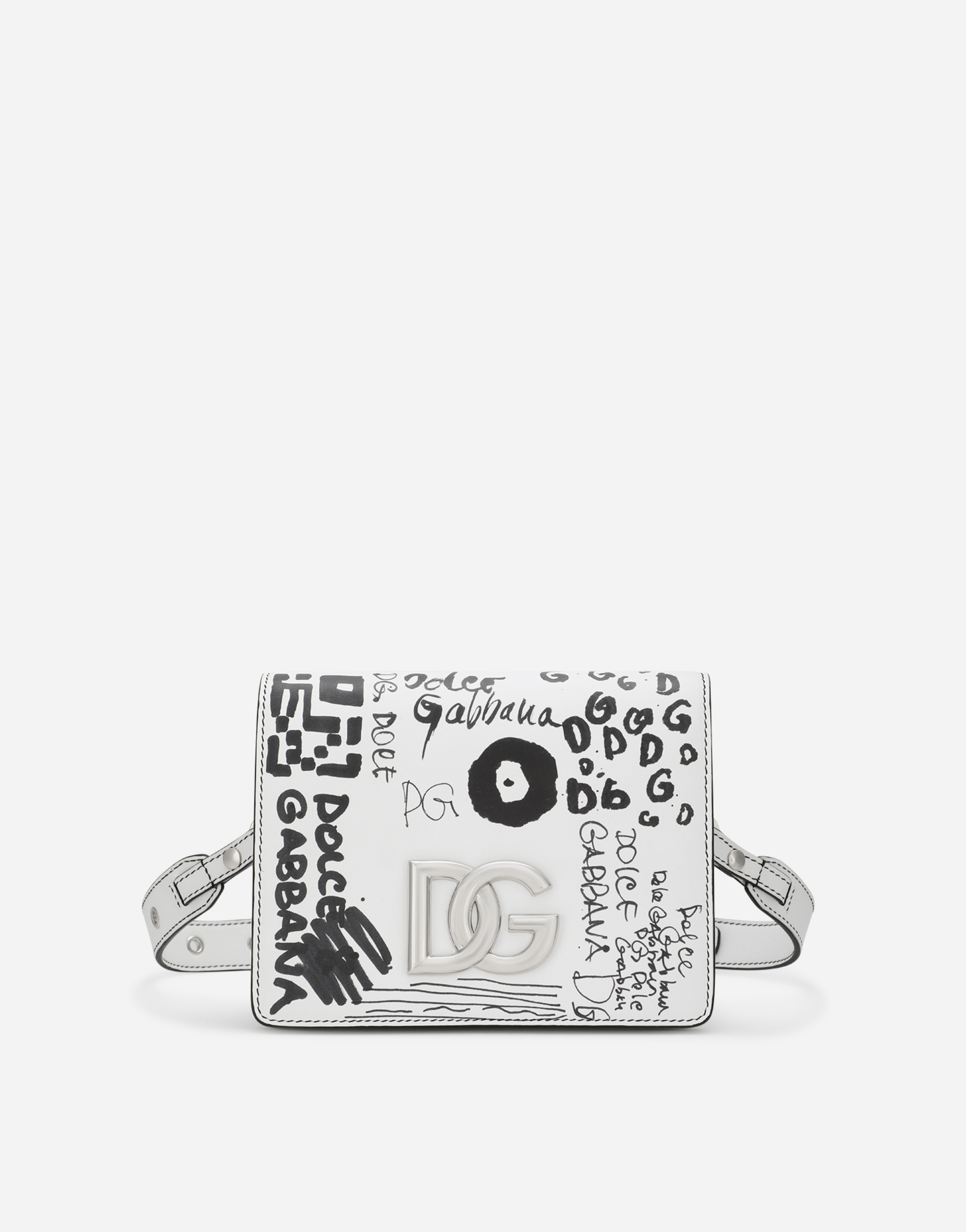 Polished calfskin 3.5 crossbody bag with logo print in Multicolor