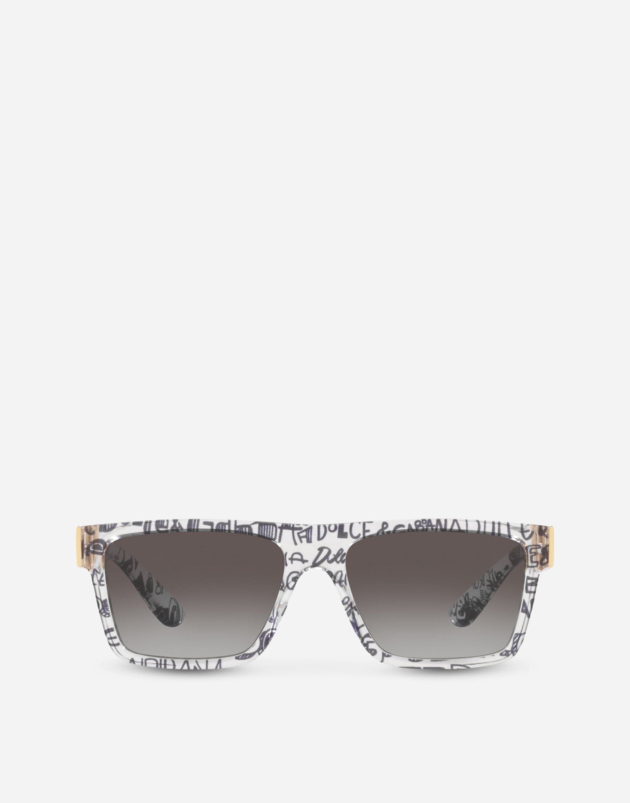 Modern print sunglasses in Transparent and black