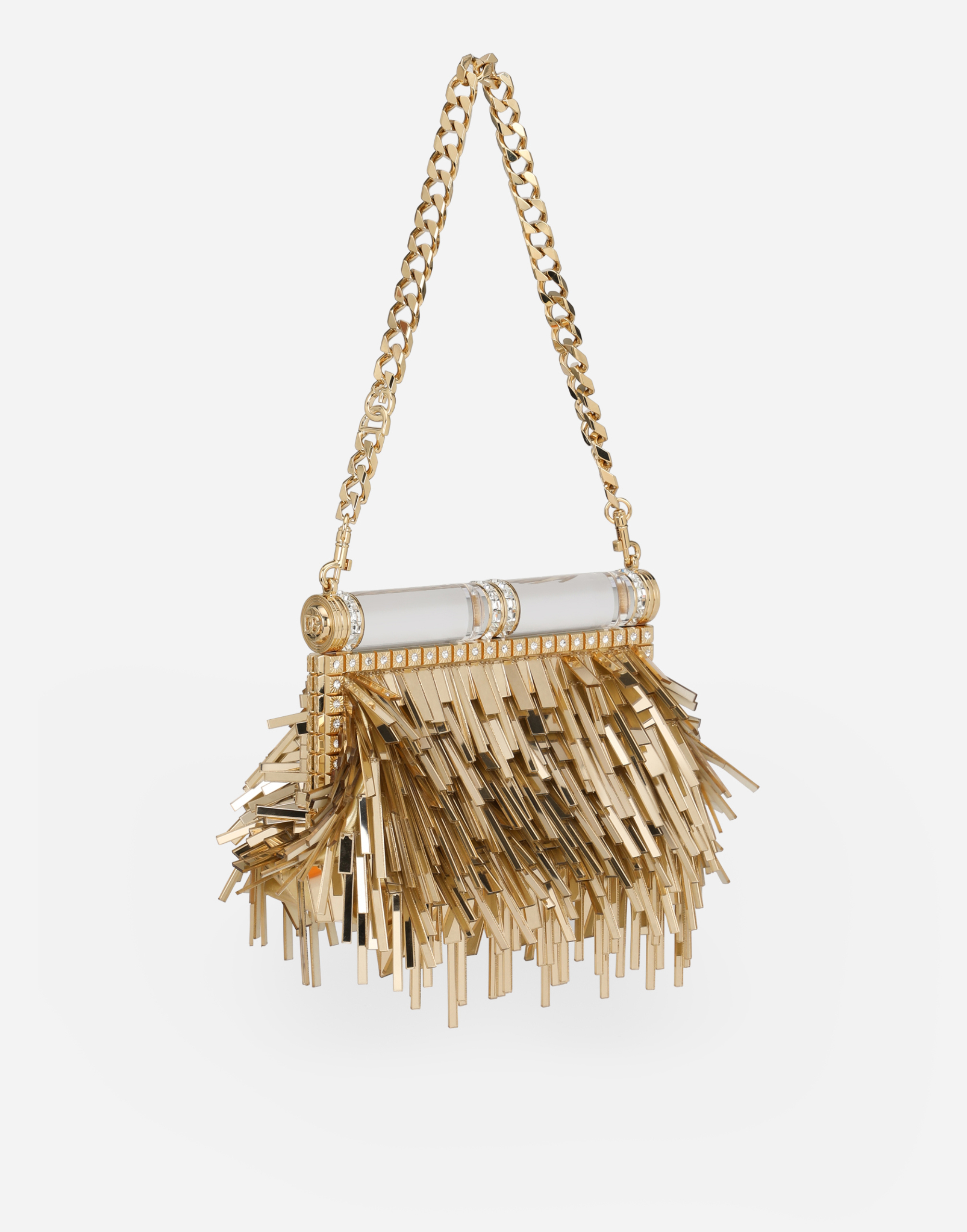 Shop Dolce & Gabbana Mordore Nappa Bag With Fringing In Gold