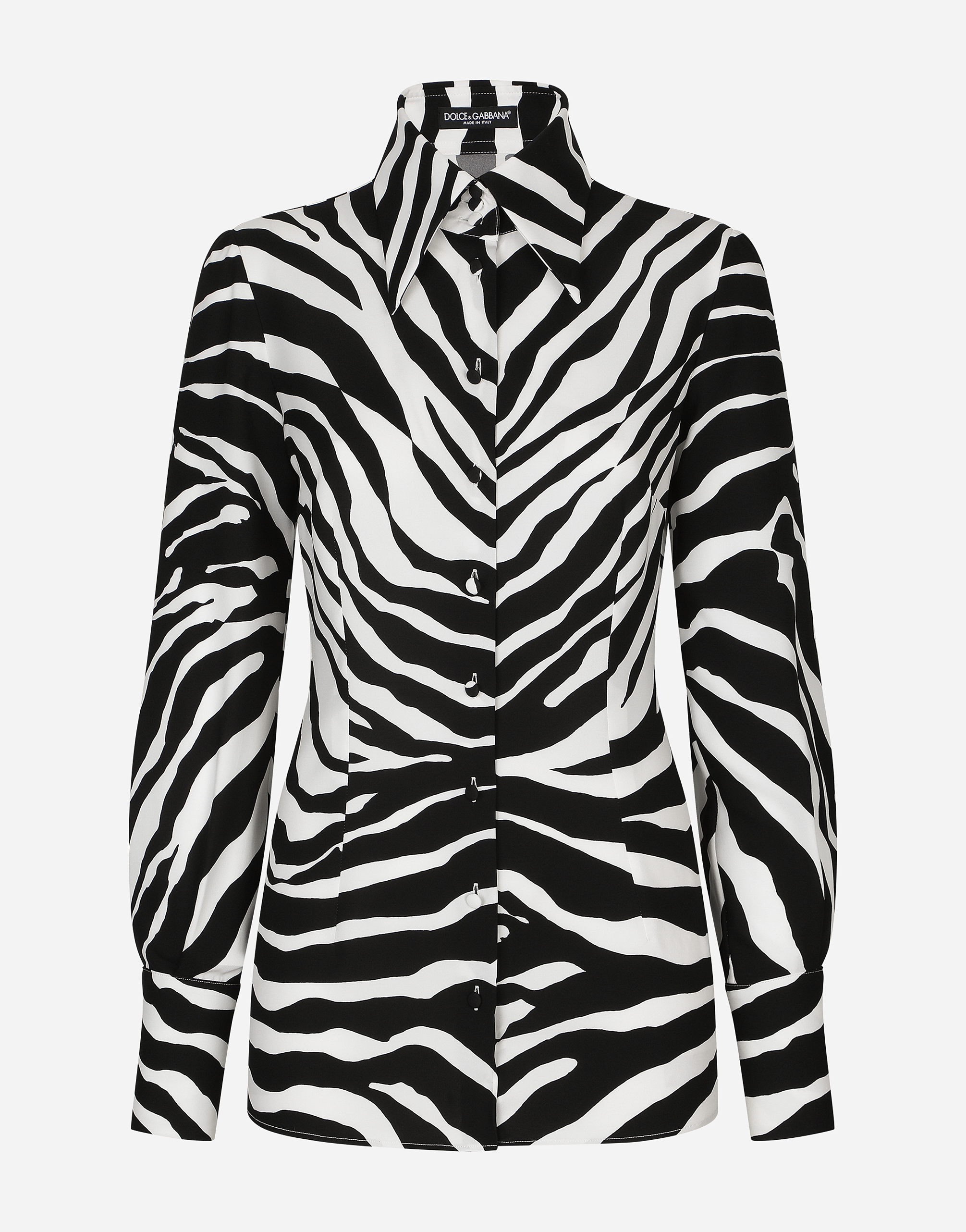 Zebra-print charmeuse shirt in Multicolor