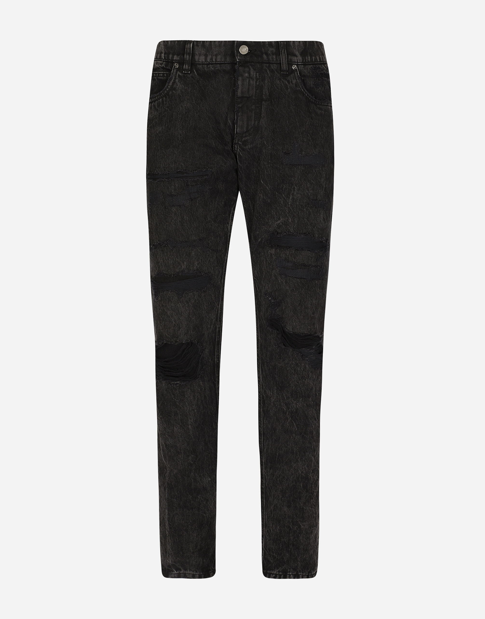 Black regular-fit jeans with rips in Multicolor