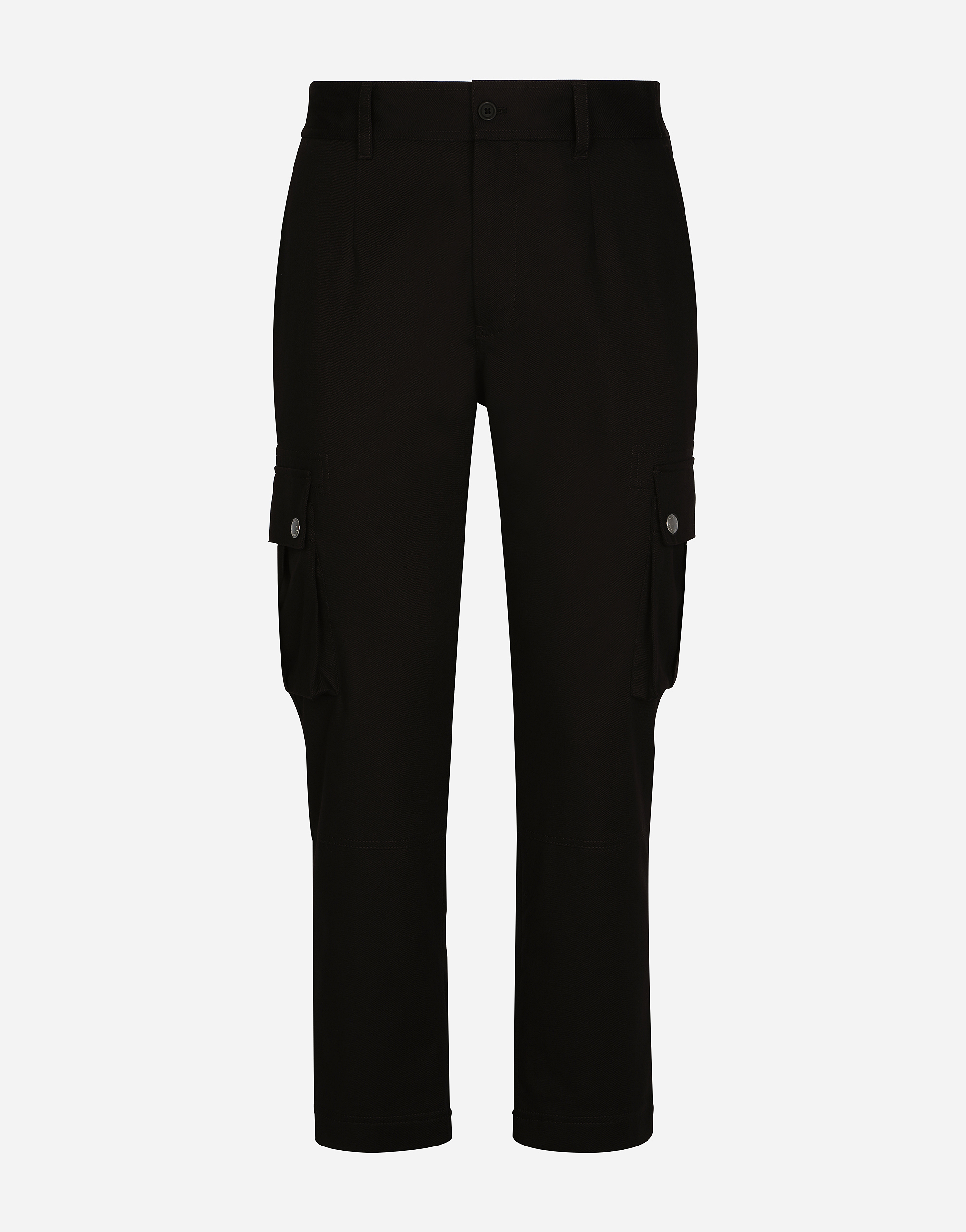 Cotton cargo pants with branded tag in Black