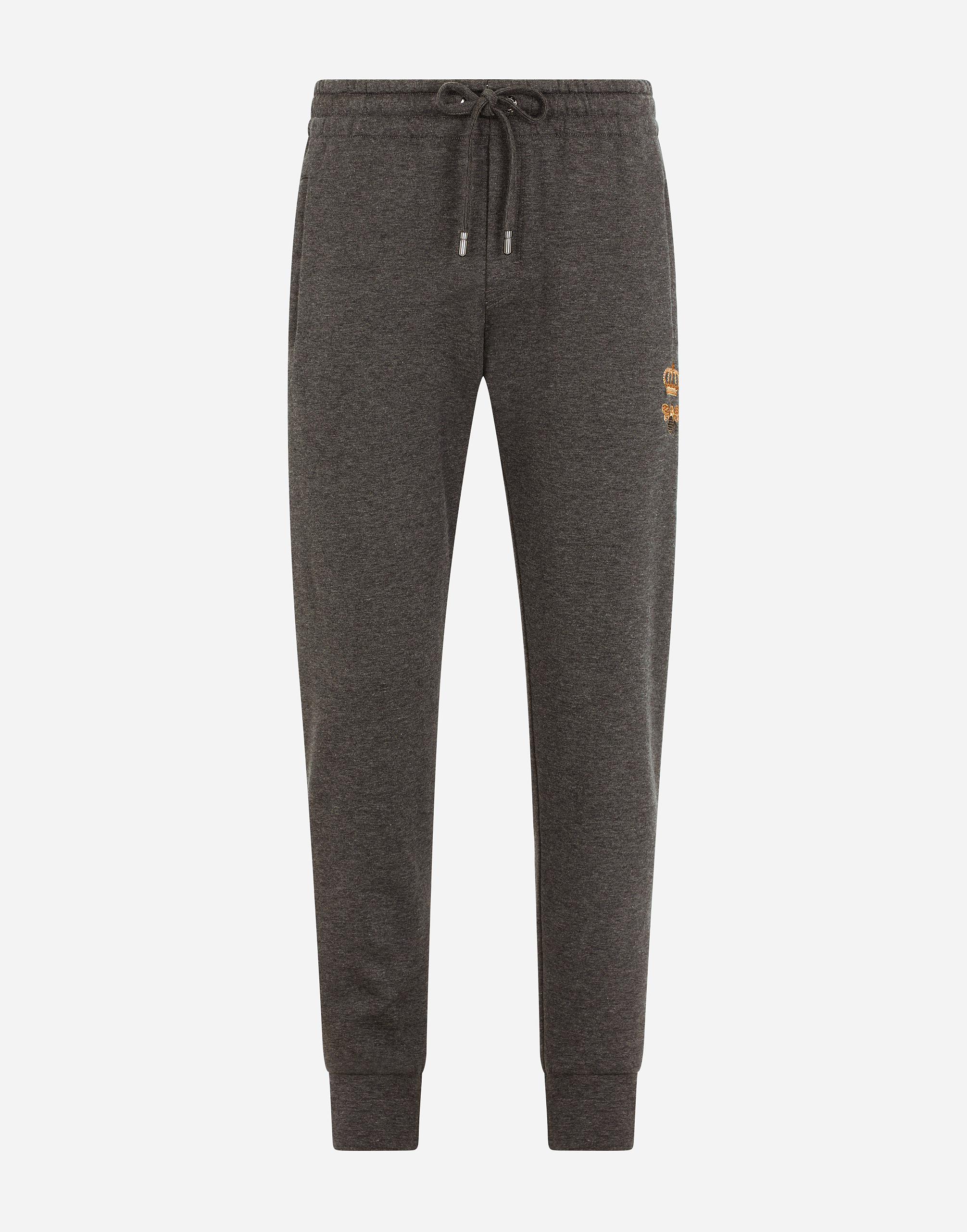 Jersey jogging pants with embroidery in Grey