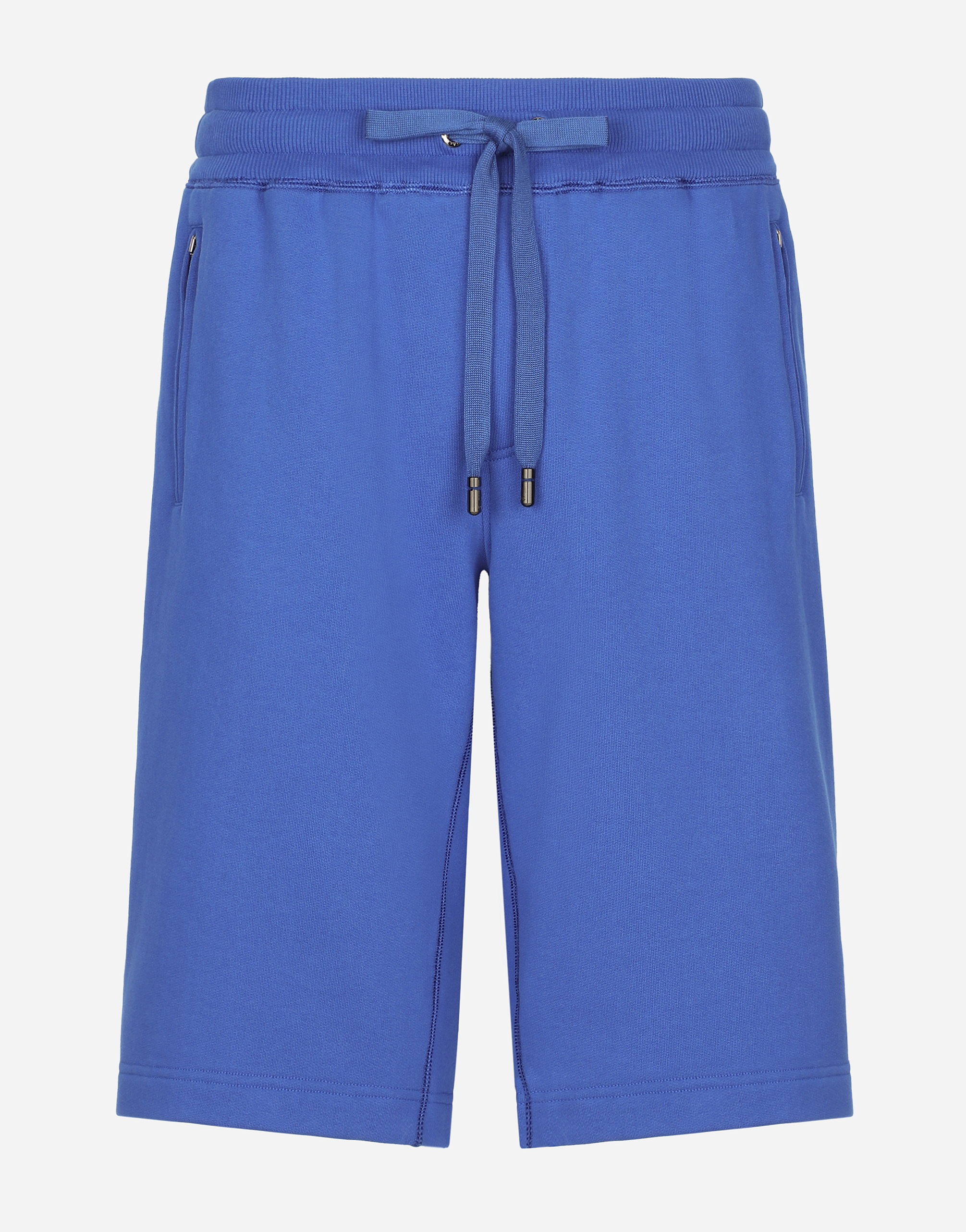 Jersey jogging shorts with logo tag in Blue