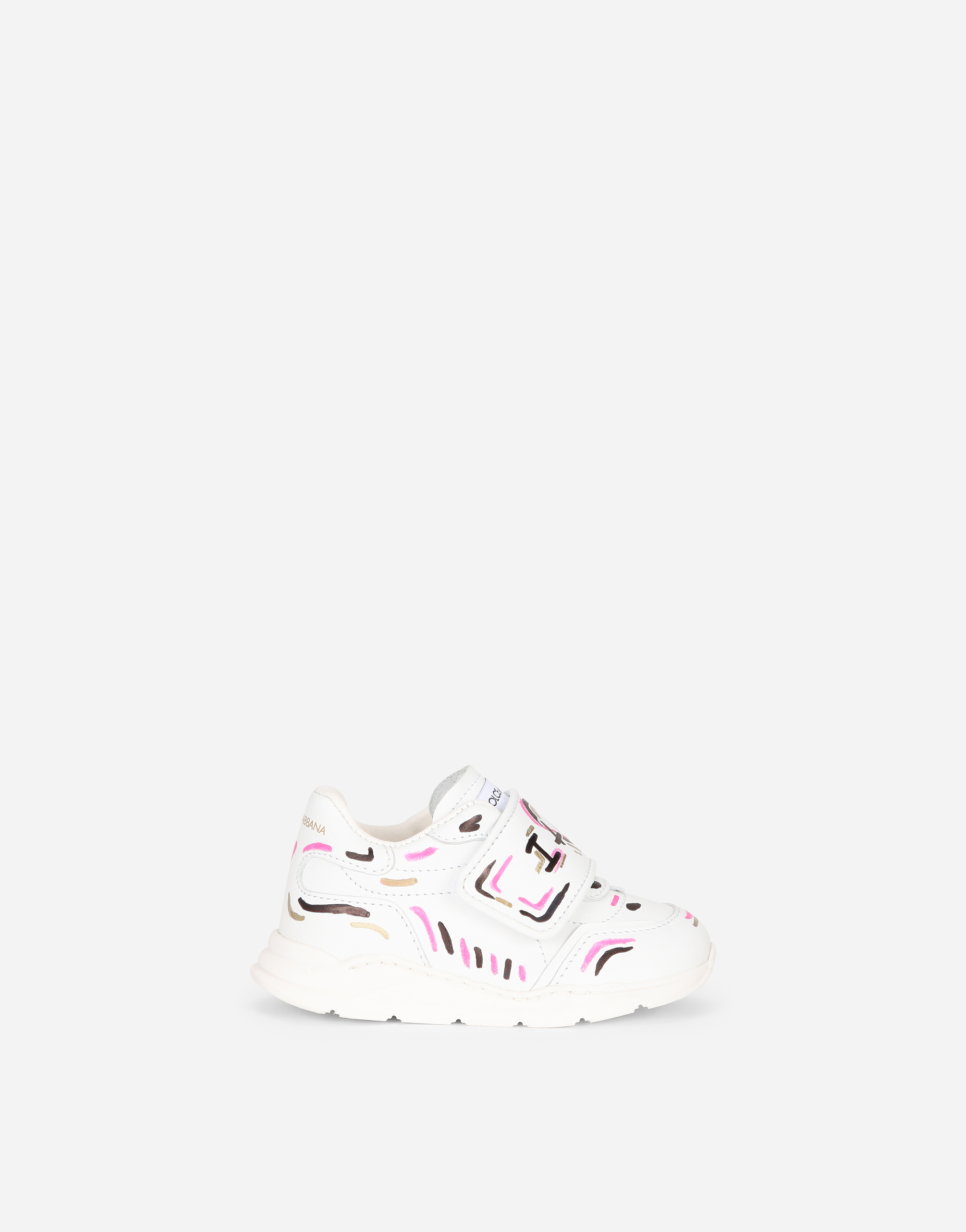 Calfskin Daymaster sneakers with I love D&G print in Multicolor