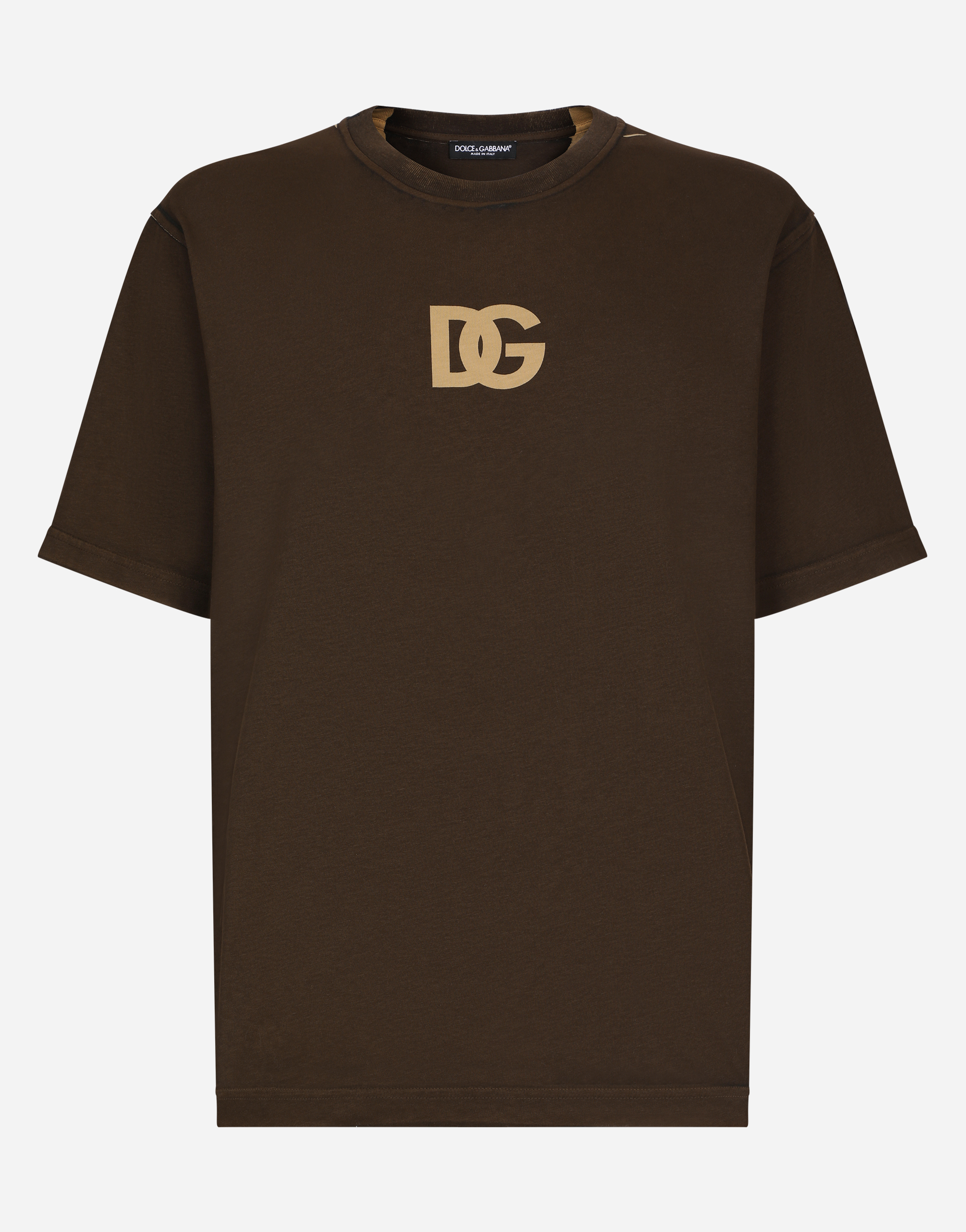DG logo print cotton T-shirt in Brown