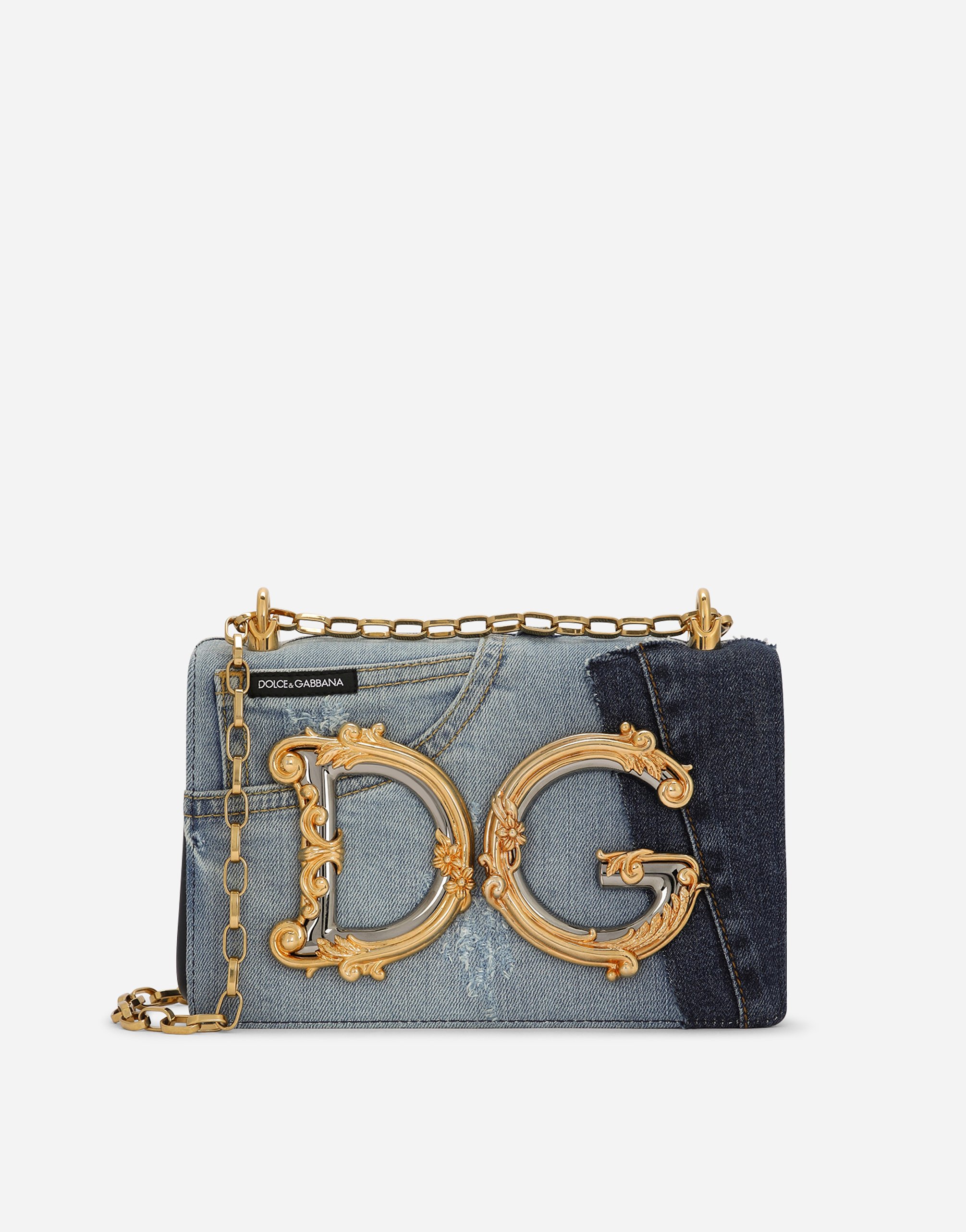 DG Girls bag in patchwork denim and plain calfskin in Denim for Women |  Dolce&Gabbana®