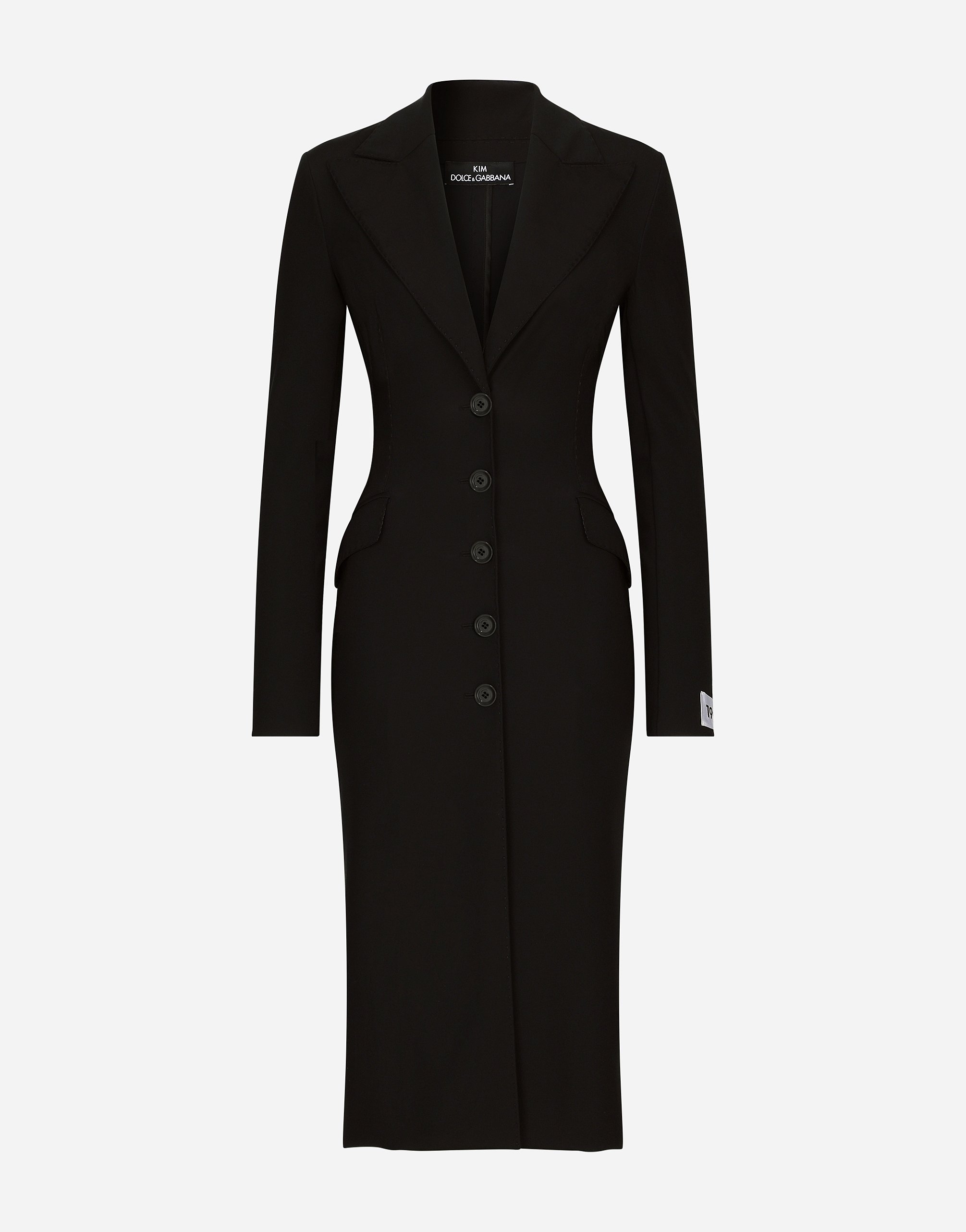 Dolce & Gabbana Jersey Coat Dress With The Re-edition Label In Black