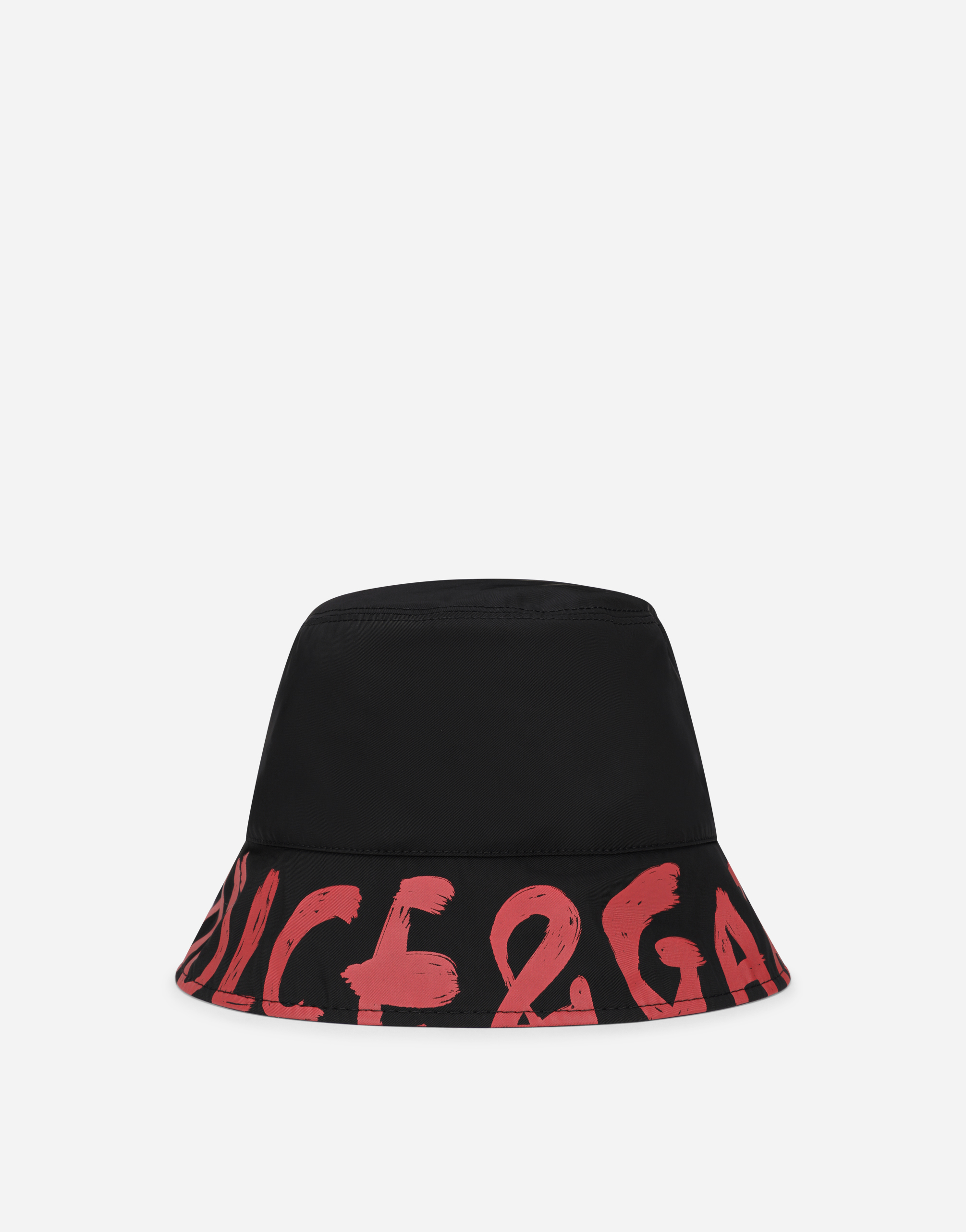 Reversible bucket hat in printed nylon in Red