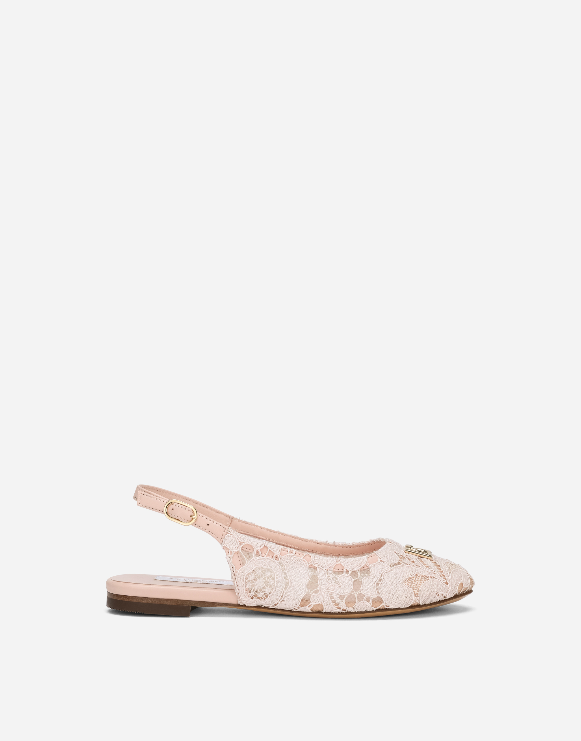 Cordonetto lace slingbacks with DG logo in Pink