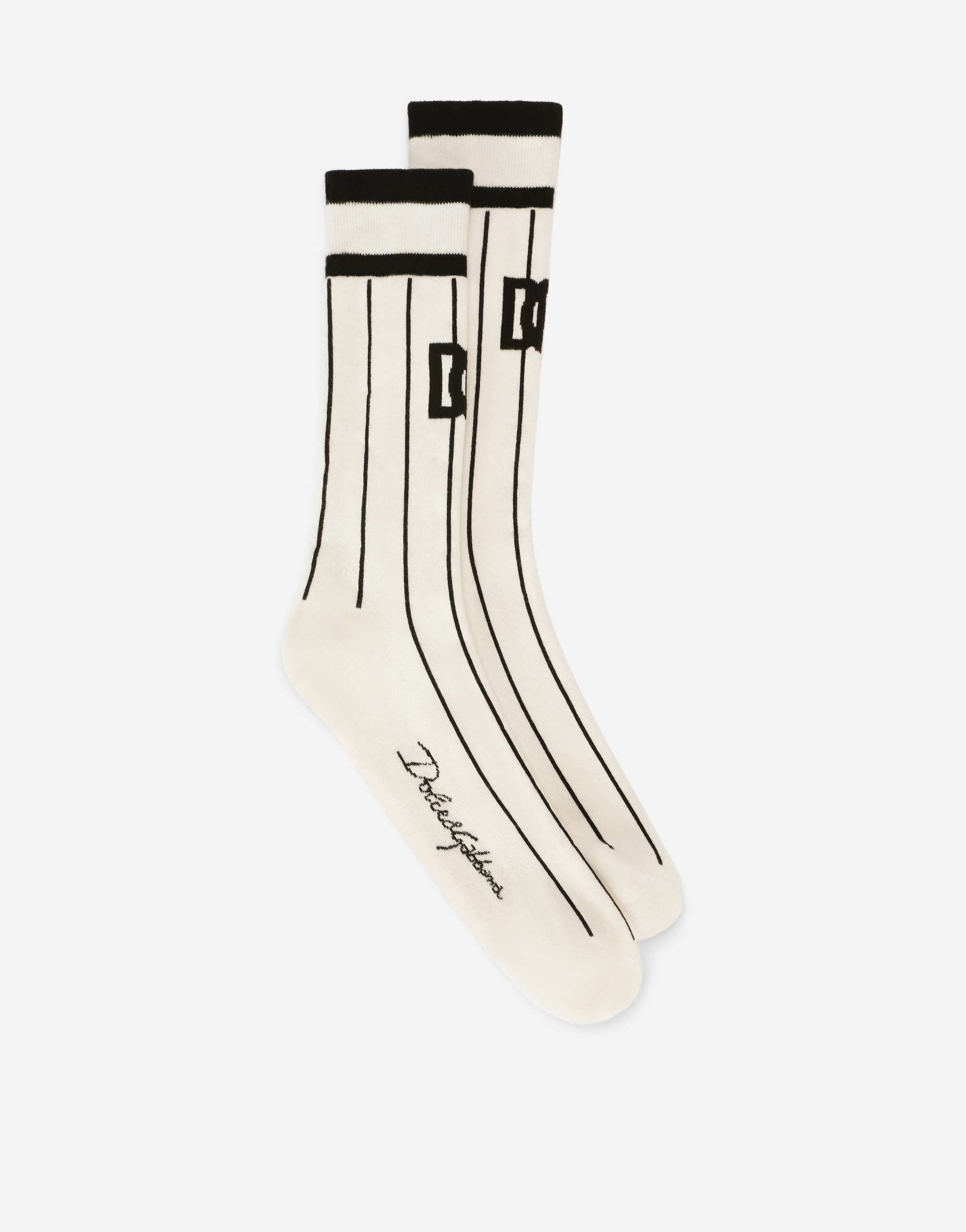 Striped cotton jacquard socks with DG logo in Multicolor