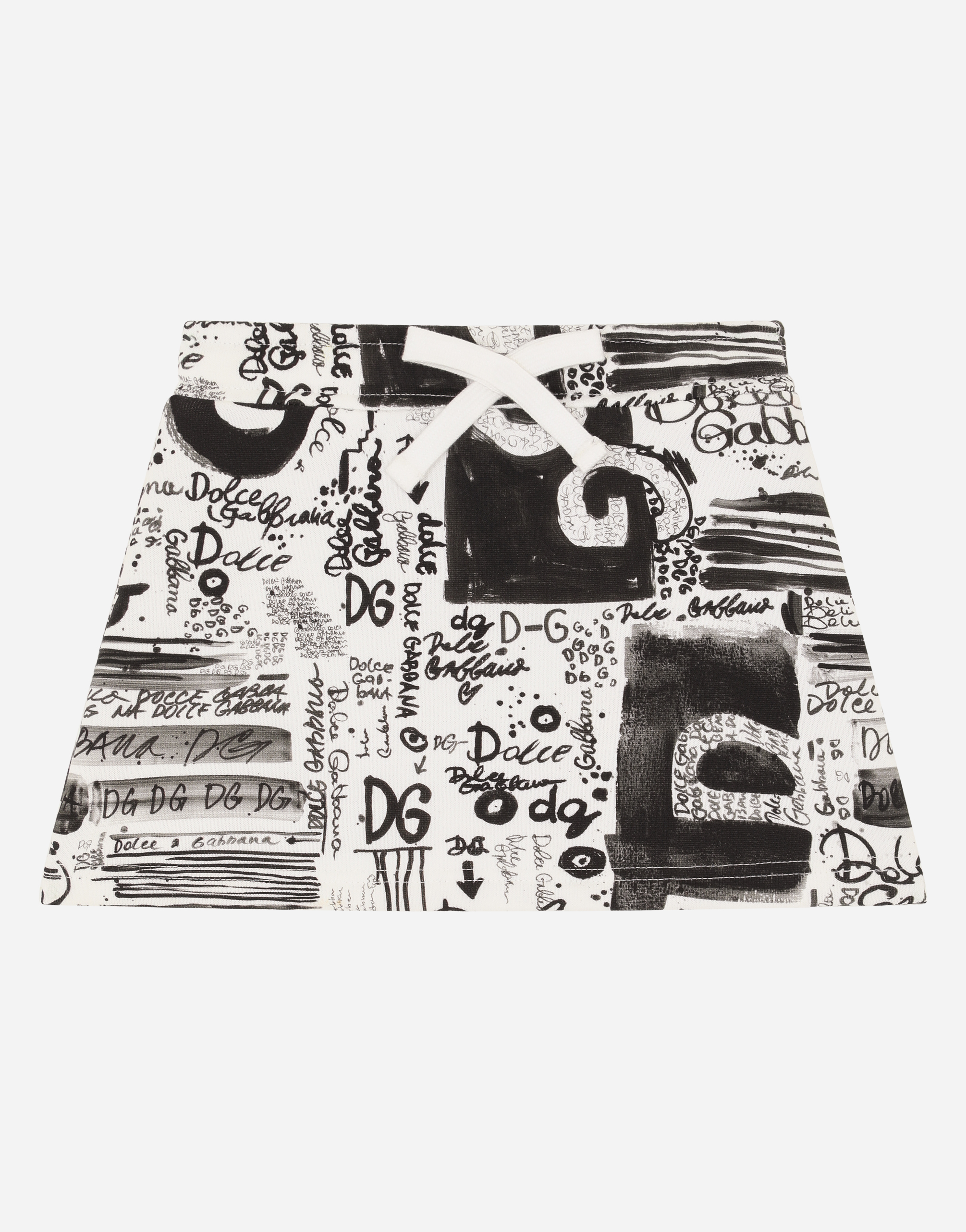 Short jersey skirt with graffiti print in Multicolor