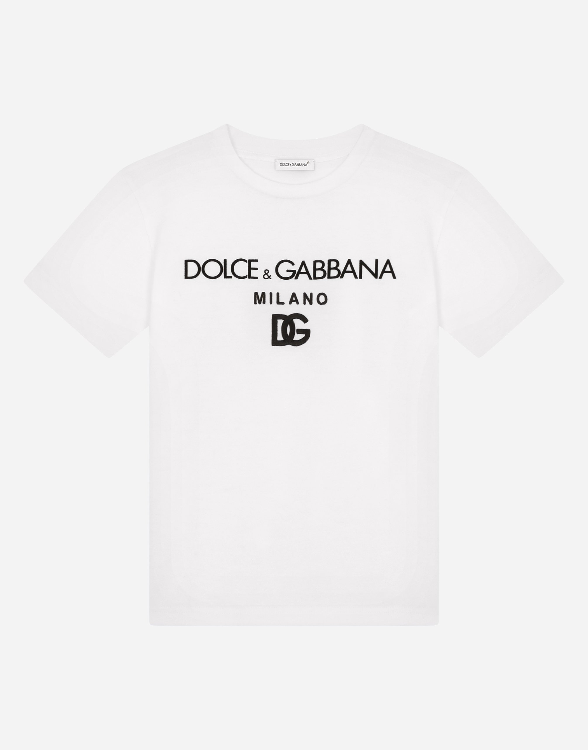 Jersey T-shirt with DG embroidery in White