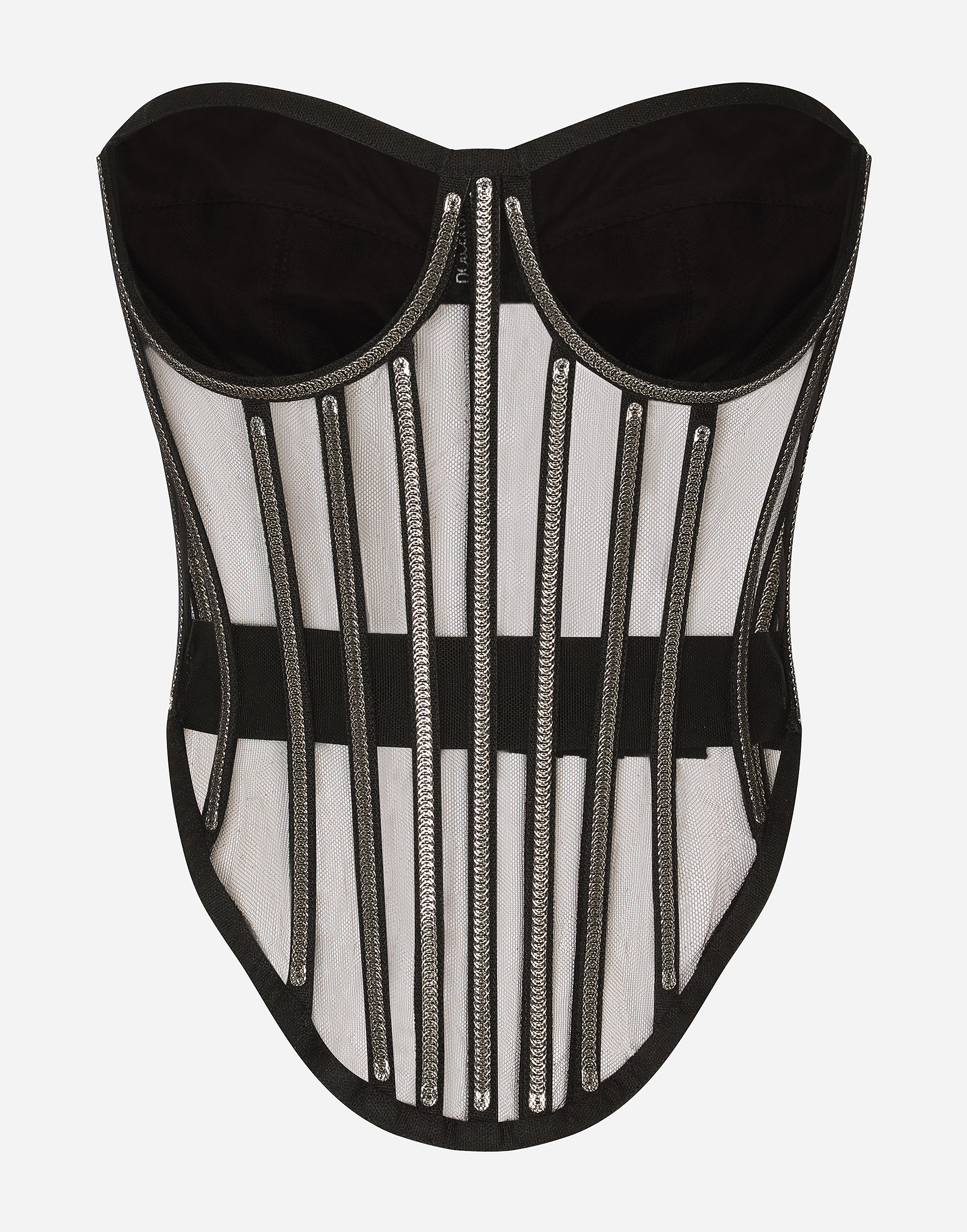 KIM DOLCE&GABBANA Tulle corset with boning and molded cups in Black