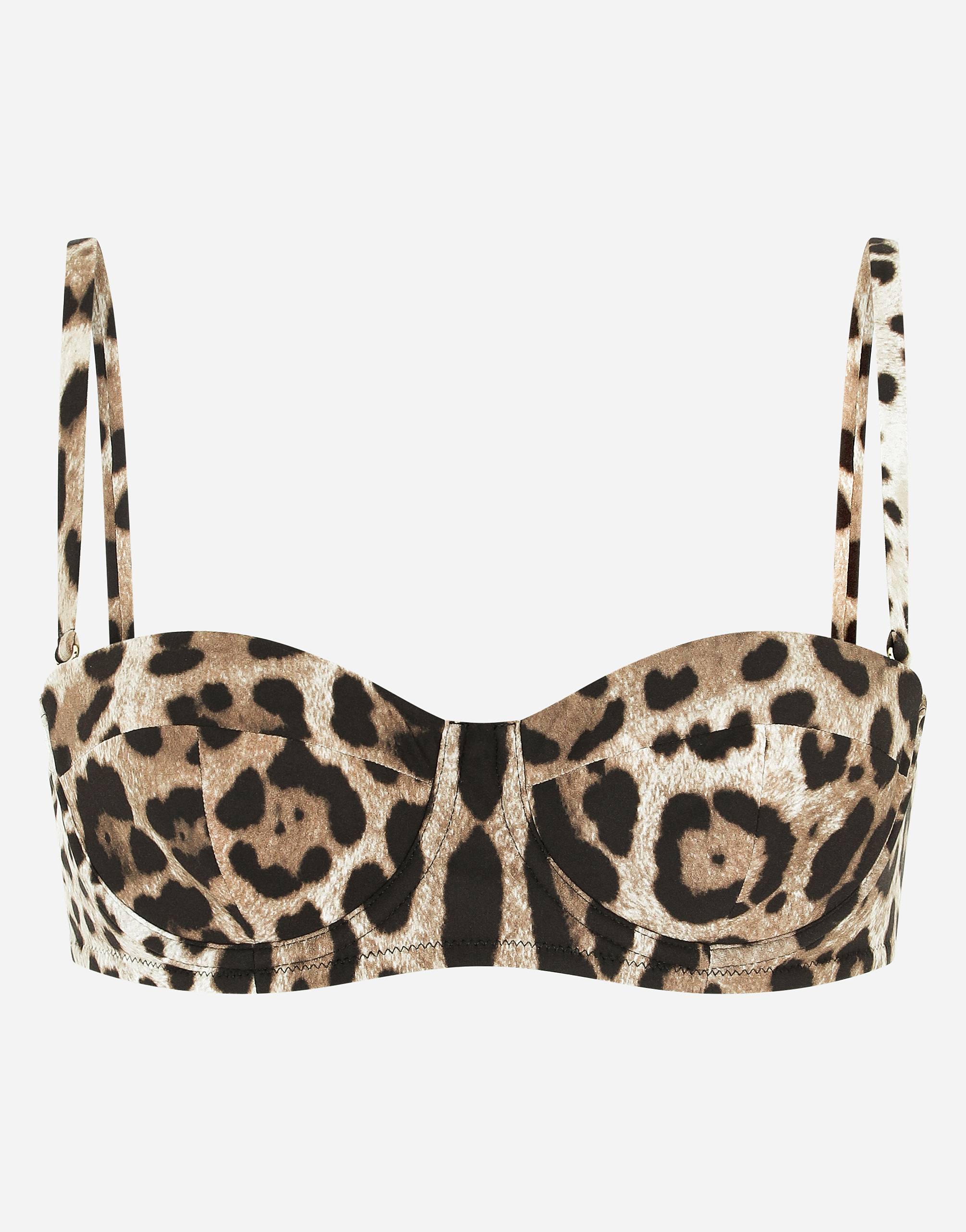 Leopard-print balconette bikini top in Multicolor
