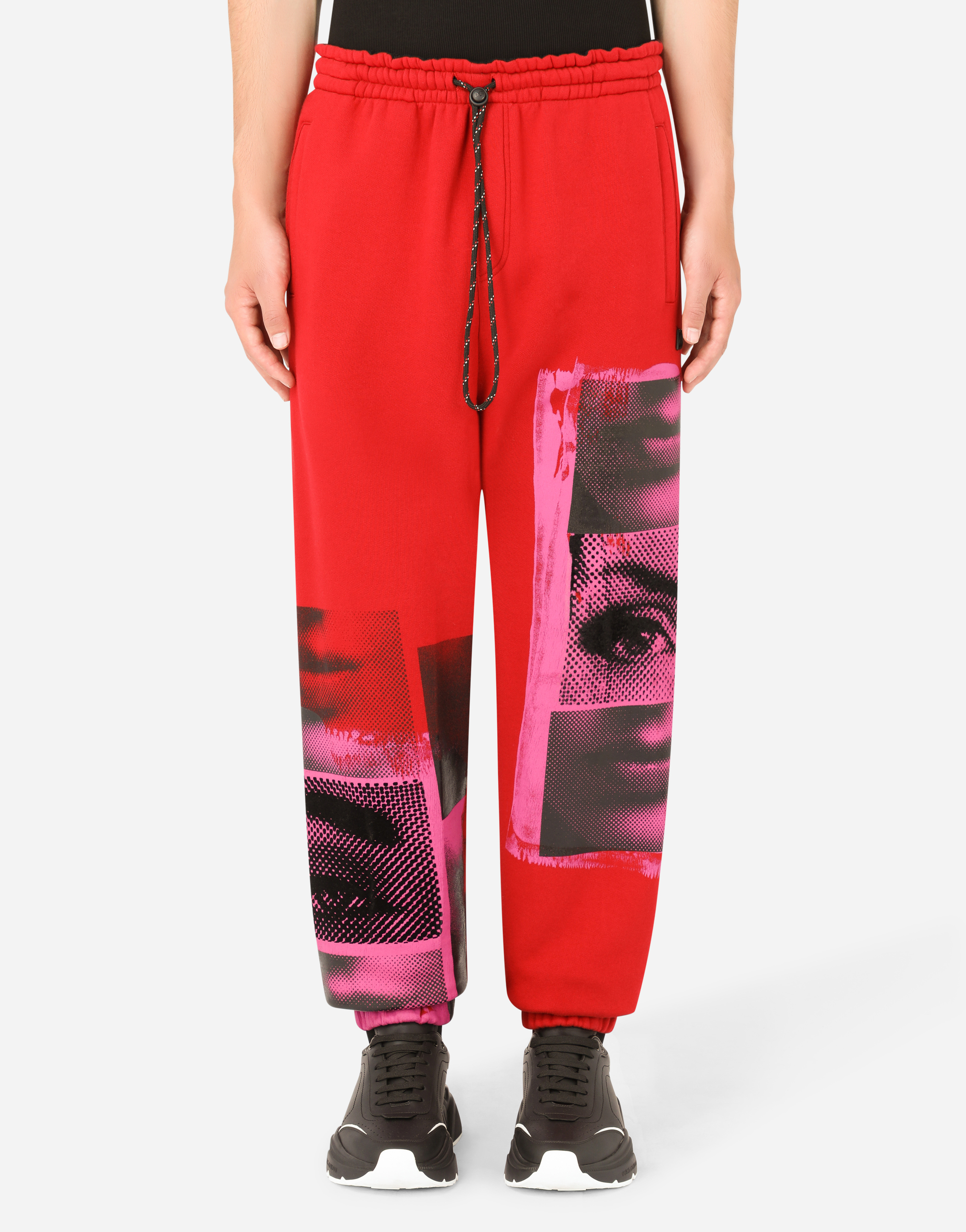 Jersey jogging pants with print in Multicolor