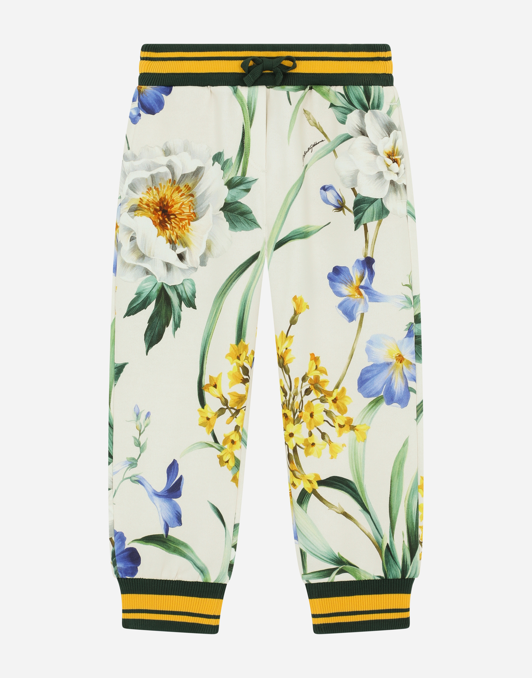 Jersey jogging pants with floral print in Multicolor