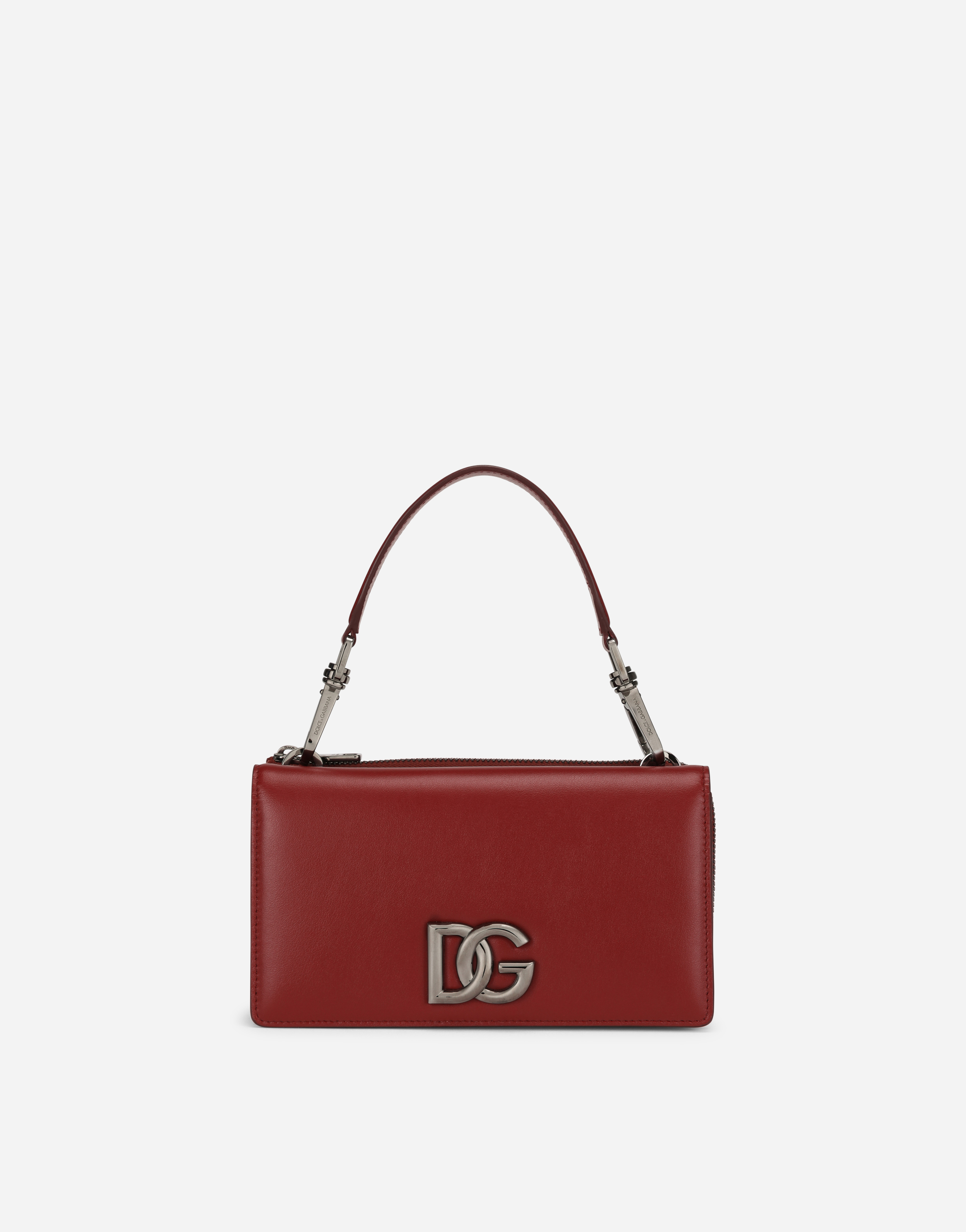 Calfskin nappa minibag with DG logo in Bordeaux