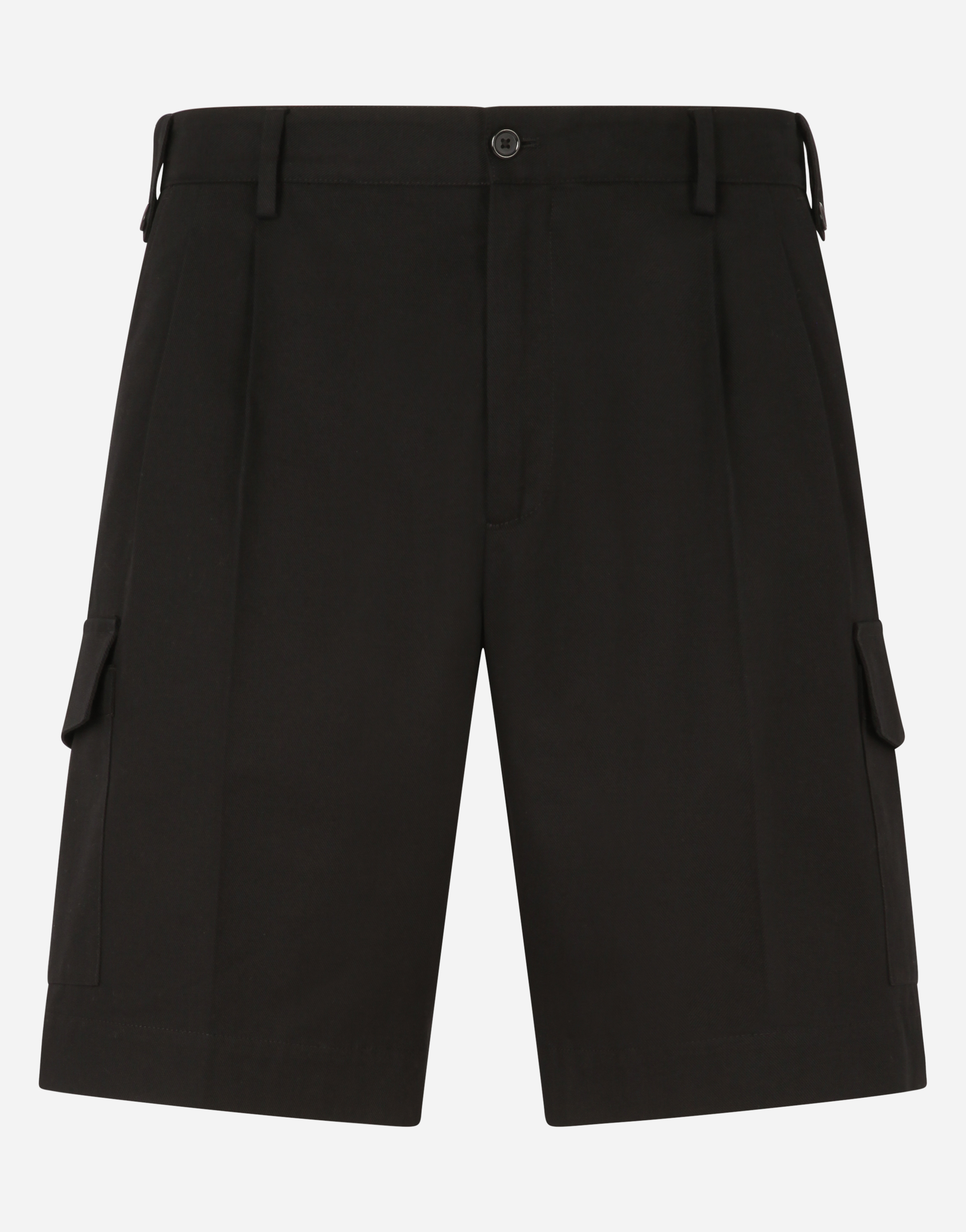 Stretch cotton cargo shorts in Black
