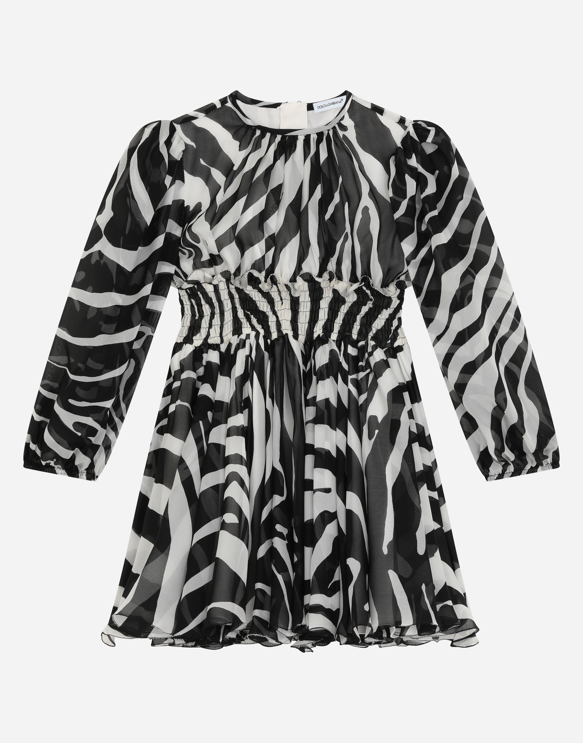 Short zebra-print chiffon dress in Multicolor