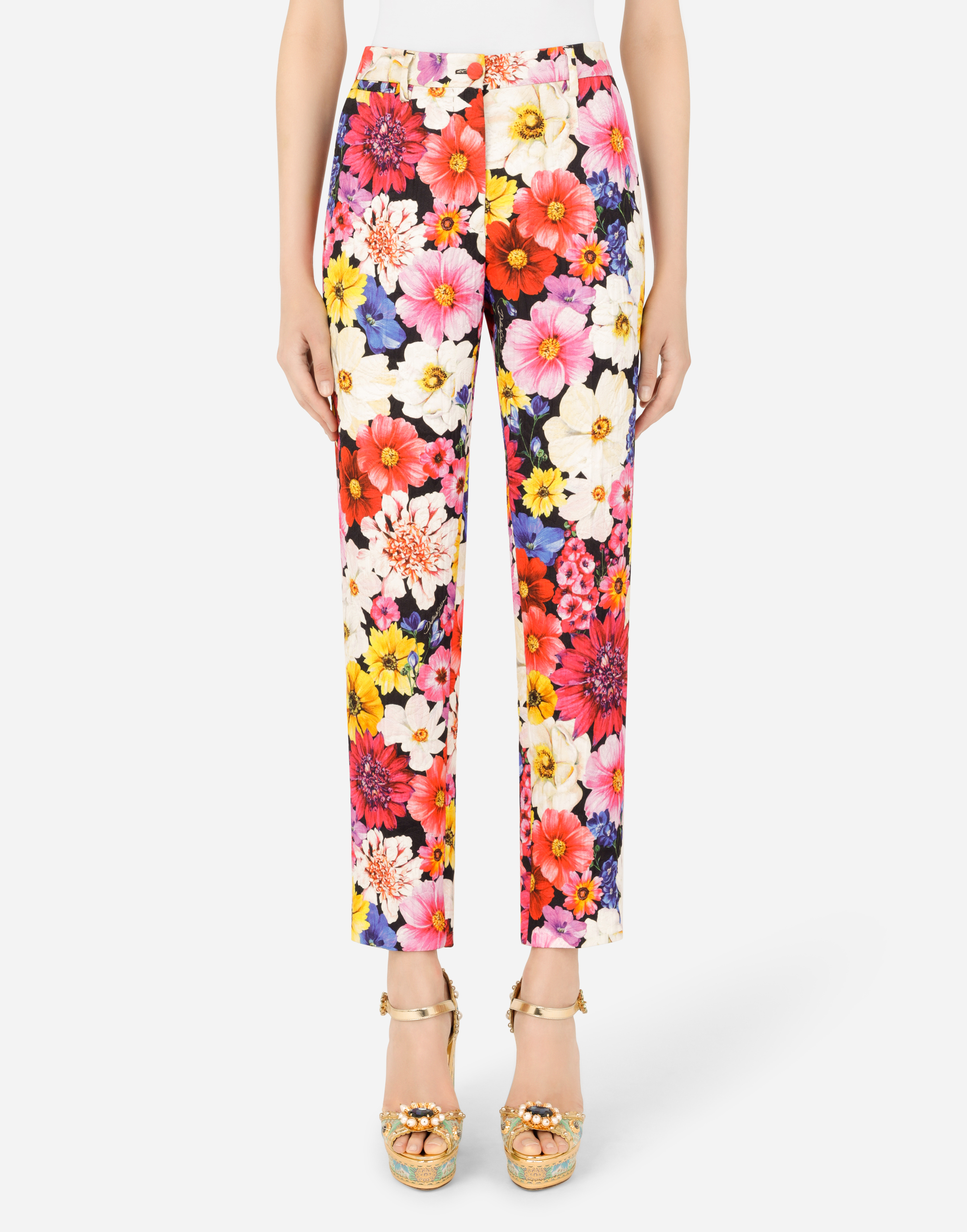 Garden-print brocade pants in Multicolor