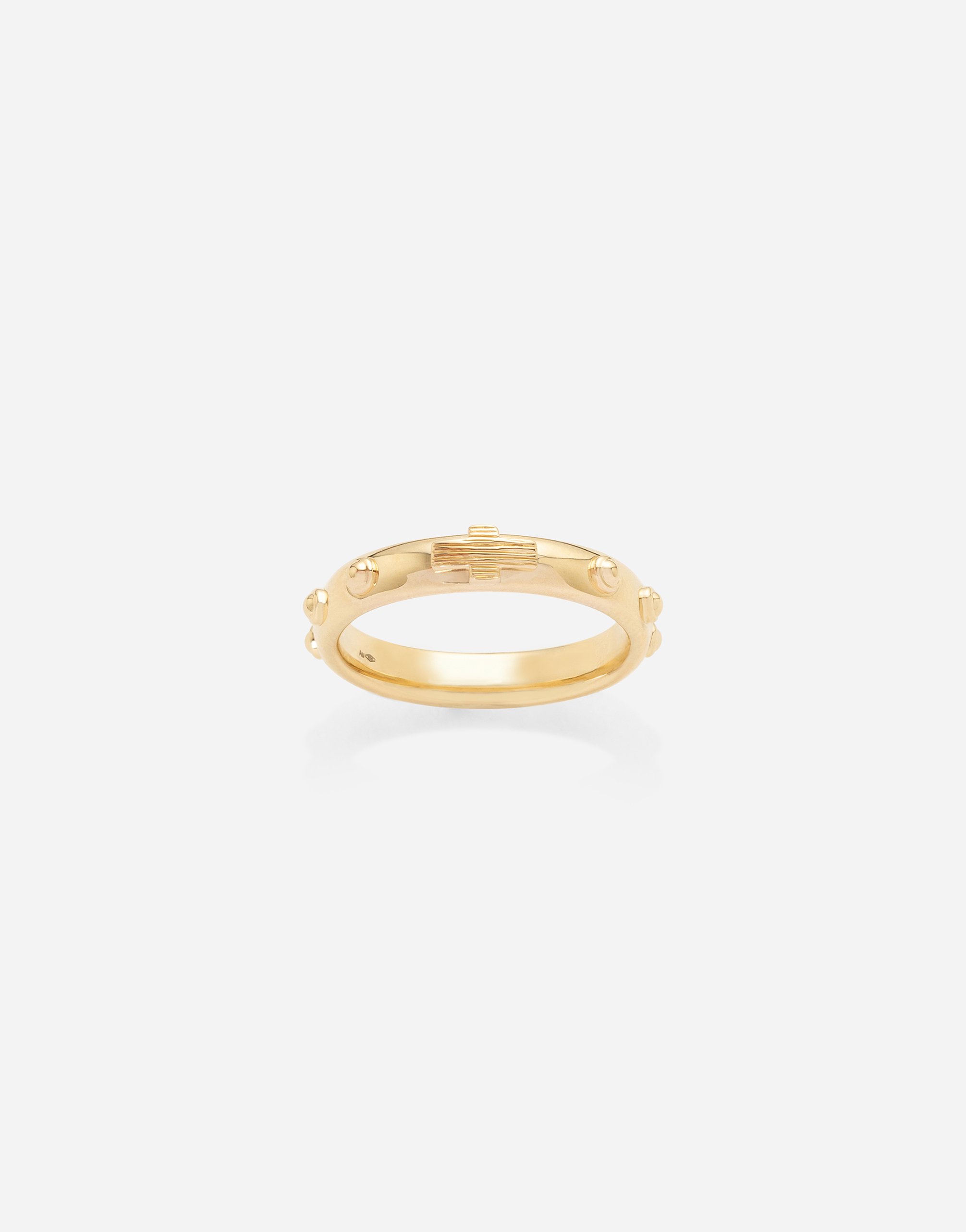 Love yellow gold rossary band with studs and brushed cross in Gold