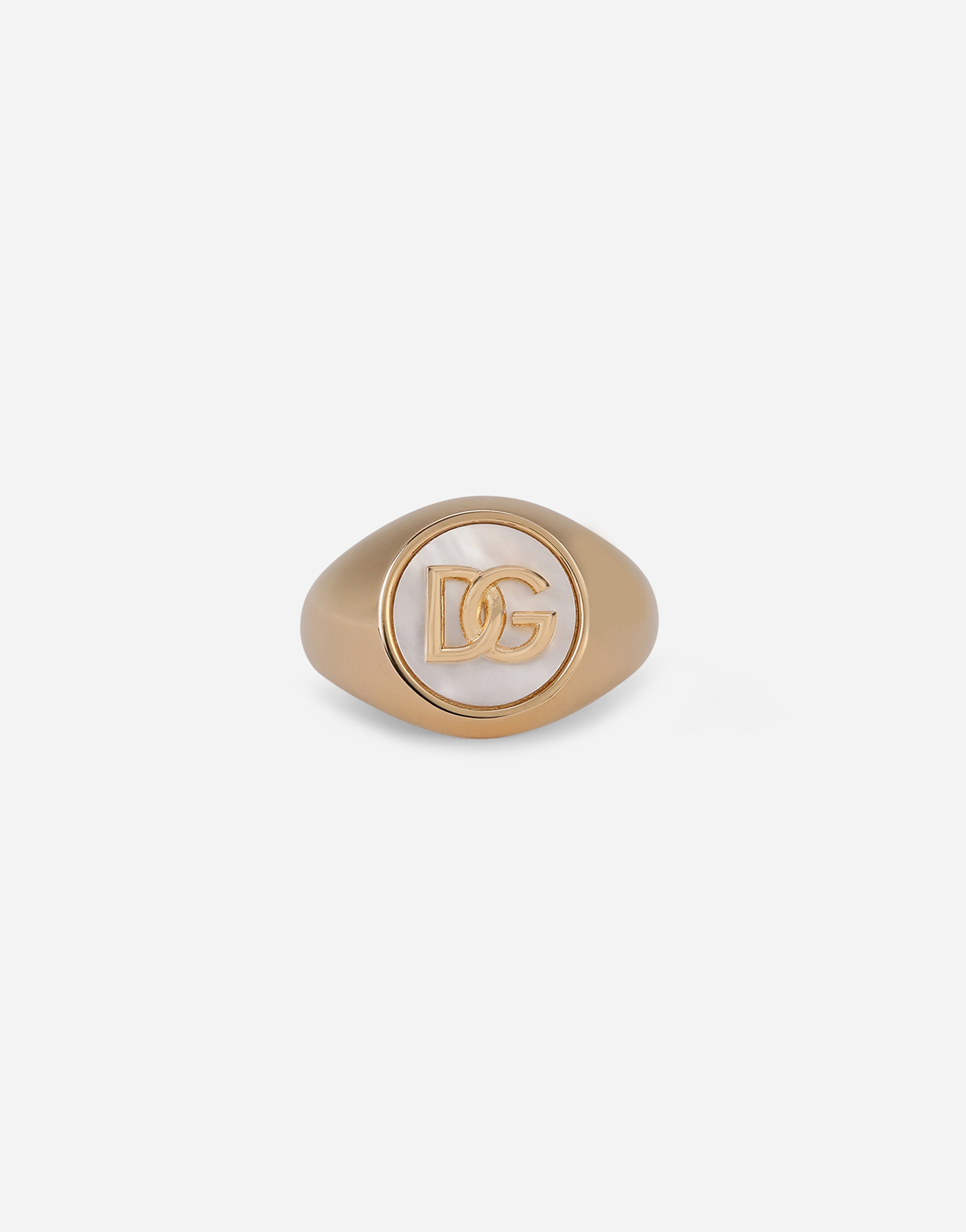 Ring with mother-of-pearl accent and DG logo in Gold