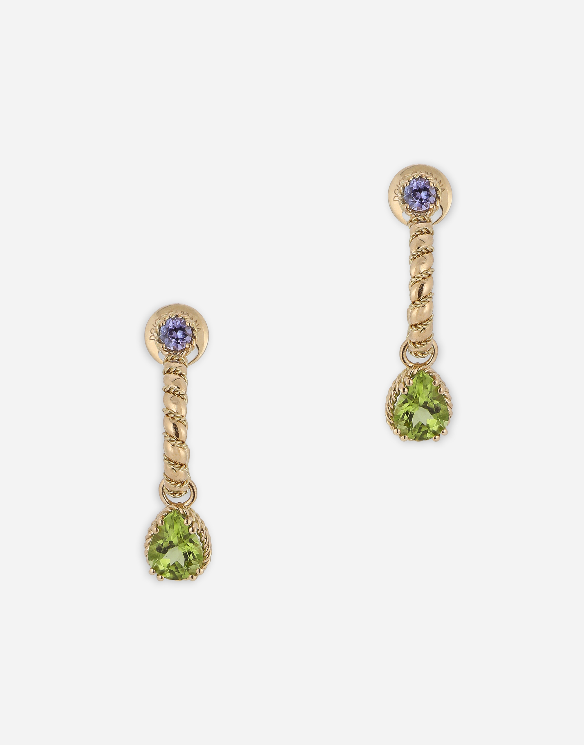 18 kt yellow gold earrings  with multicolor fine gemstones in Yellow Gold