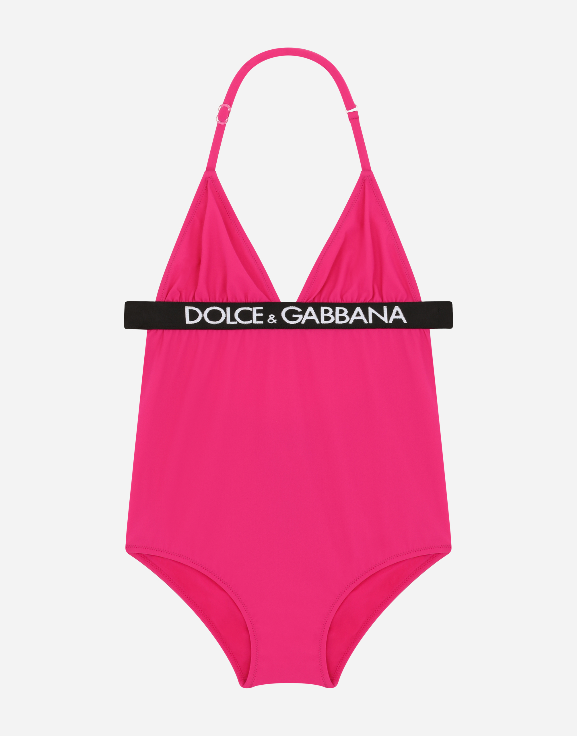 One-piece swimsuit with dolce&gabbana logo in Fuchsia