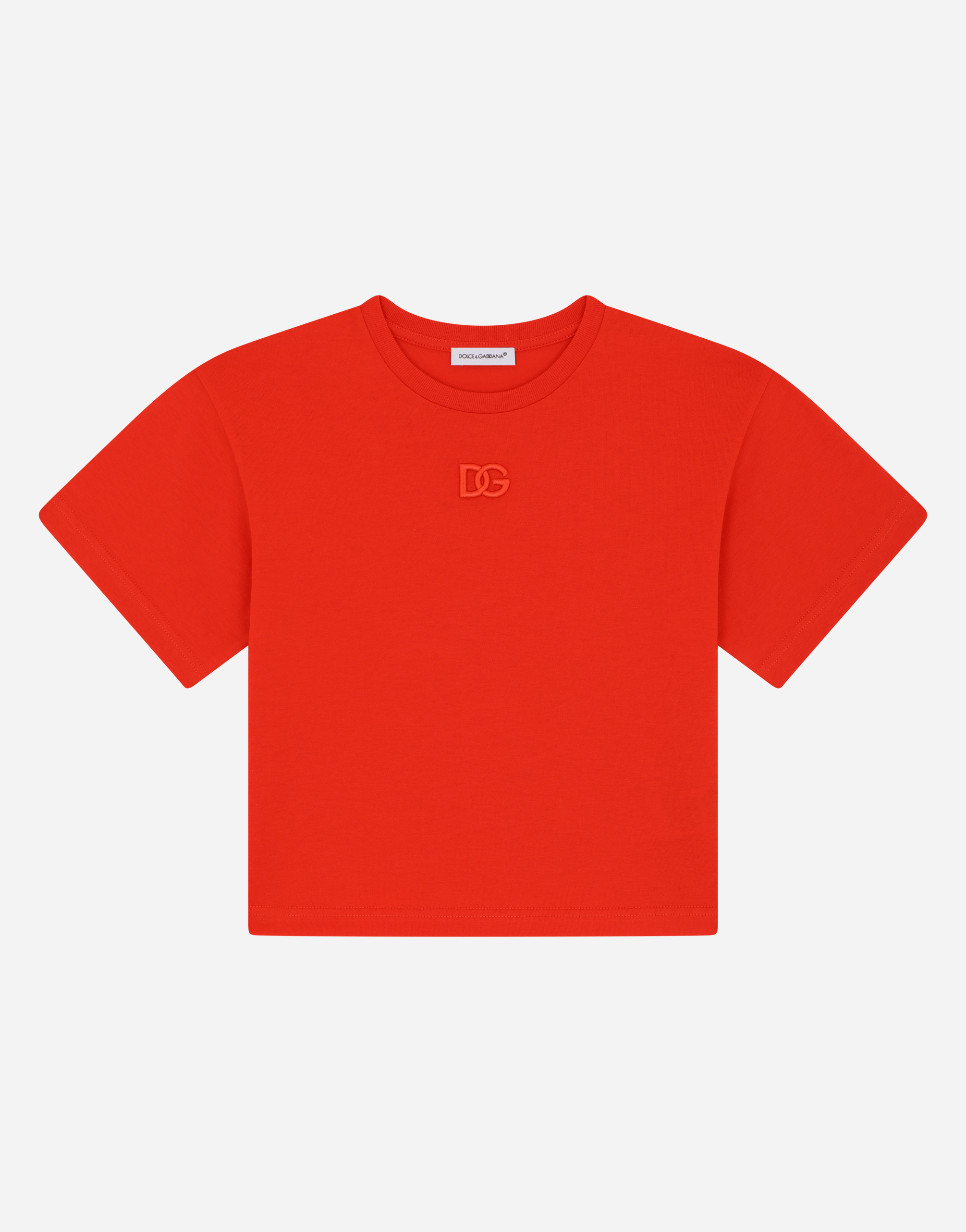Jersey T-shirt with DG logo embroidery in Orange