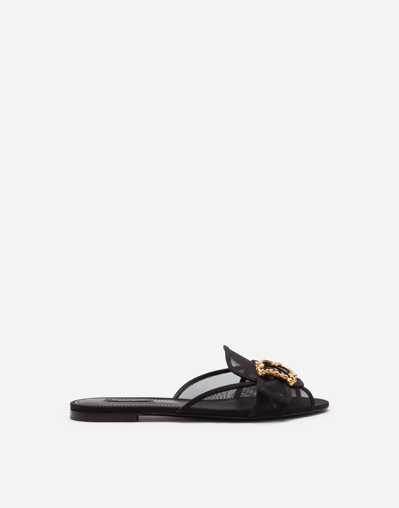 Women's Slides and Mules | Dolce&Gabbana - Mesh mules with baroque DG logo