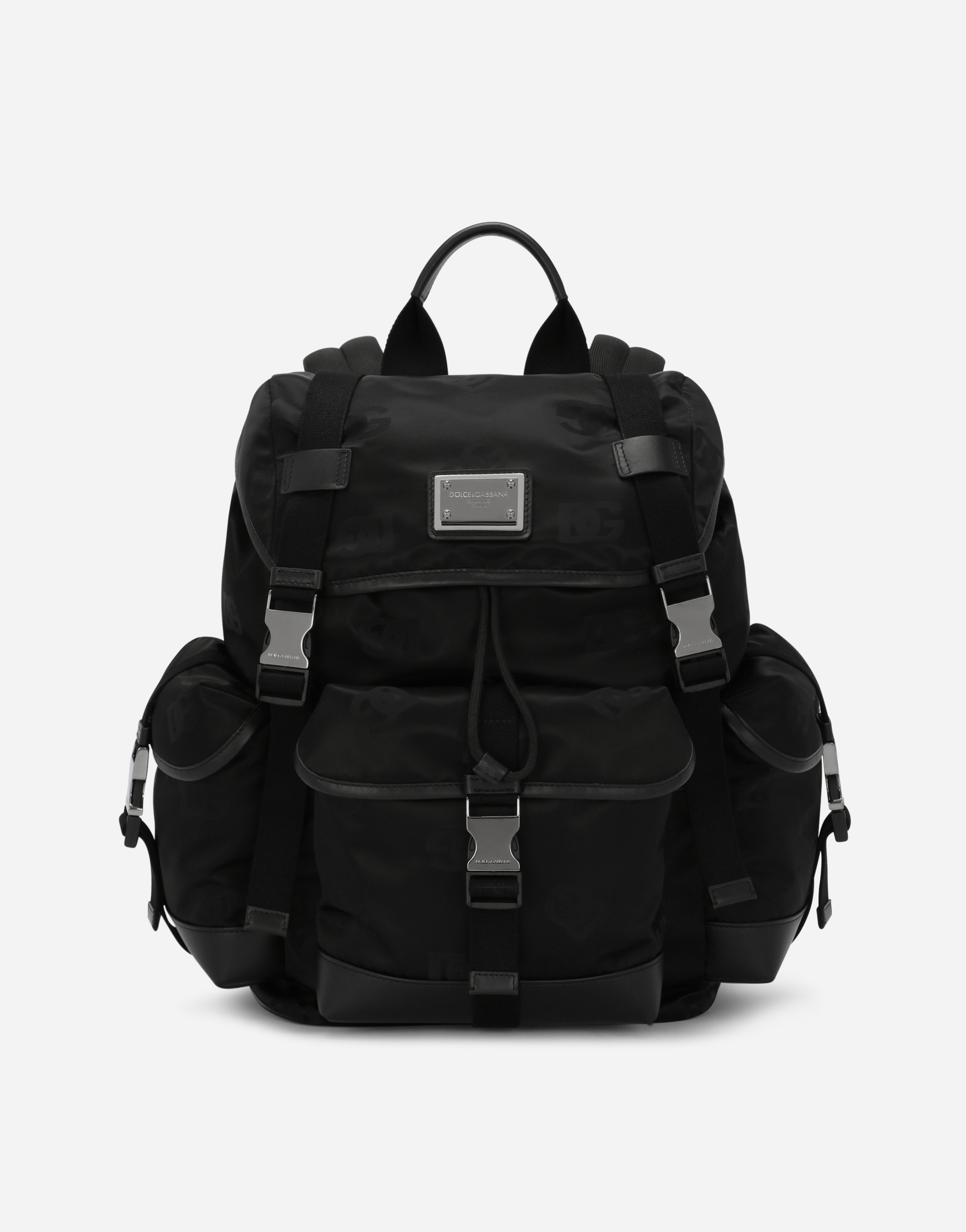 Nylon backpack with logo in Black