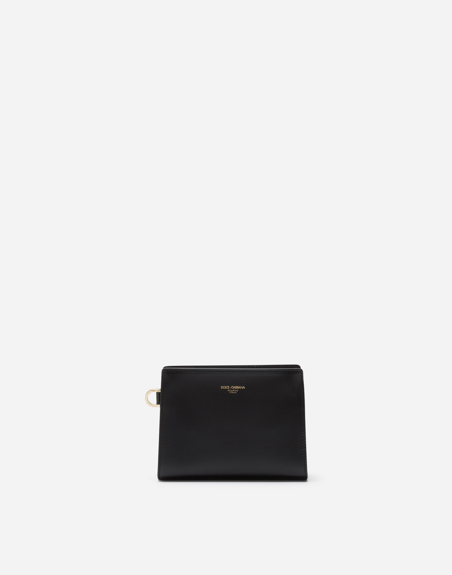 Small Monreale clutch in calfskin with logo in Black