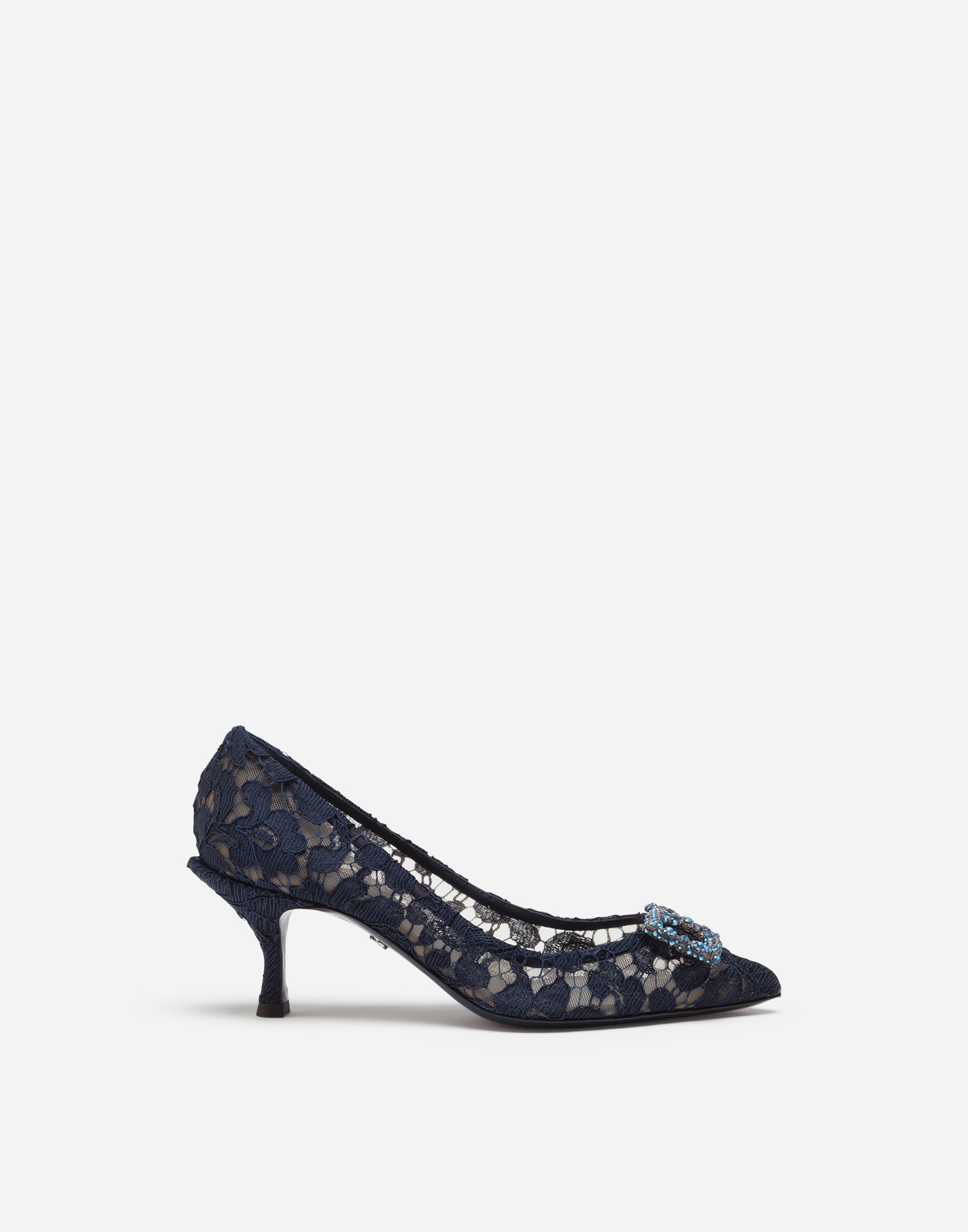 Taormina lace pumps with DG Amore logo in Blue