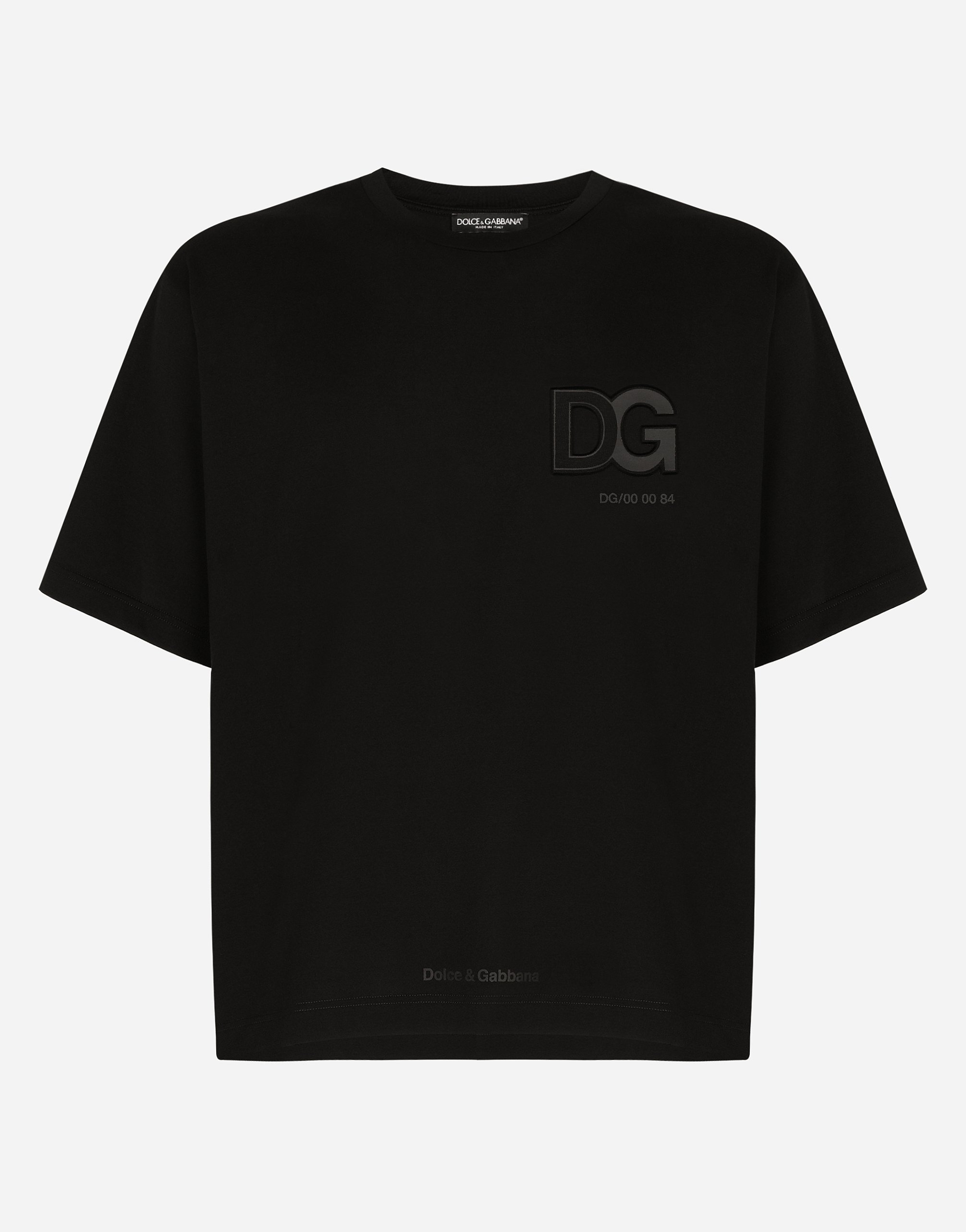 Cotton T-shirt with 3D DG logo in Black