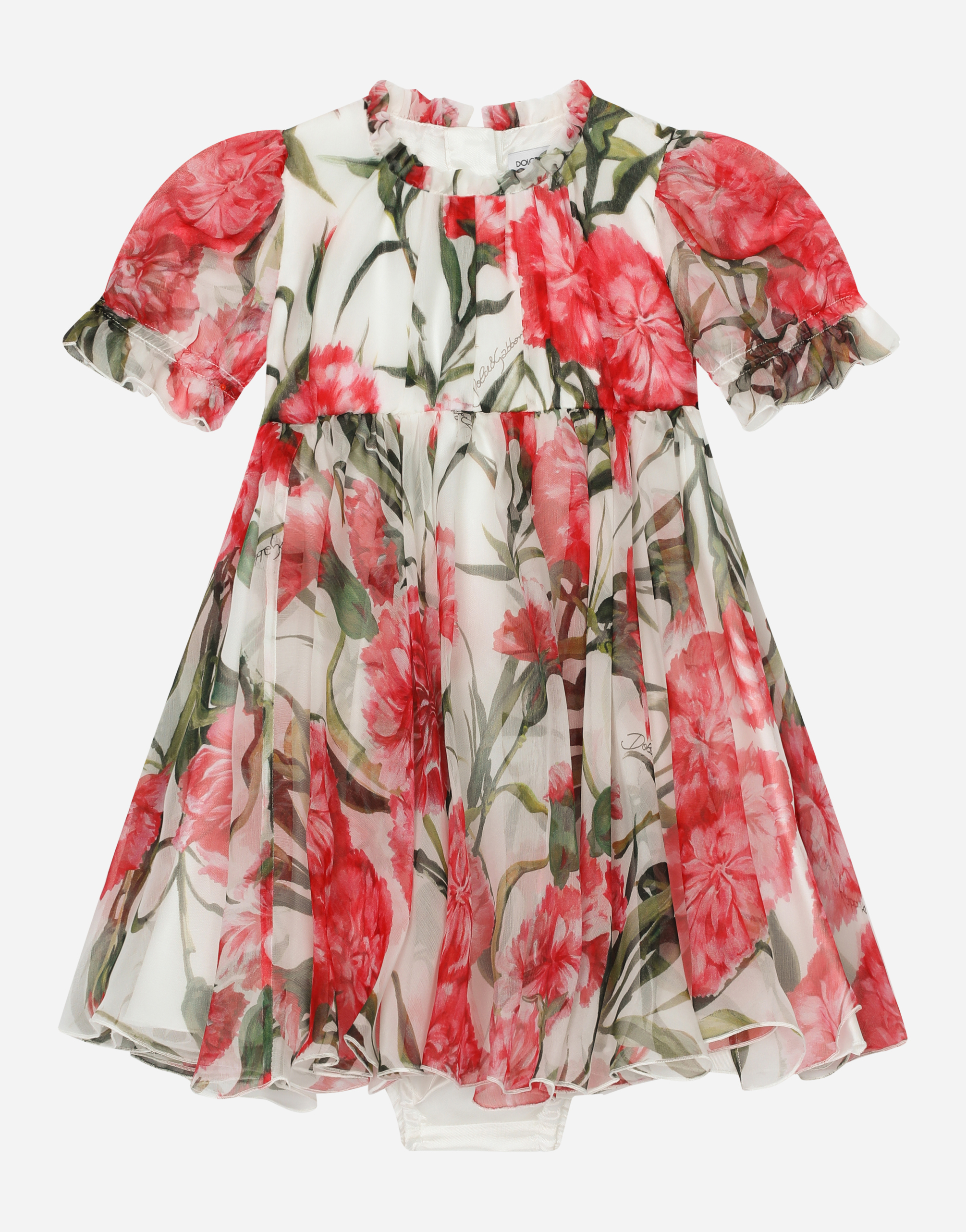 Carnation-print chiffon midi dress in Multicolor