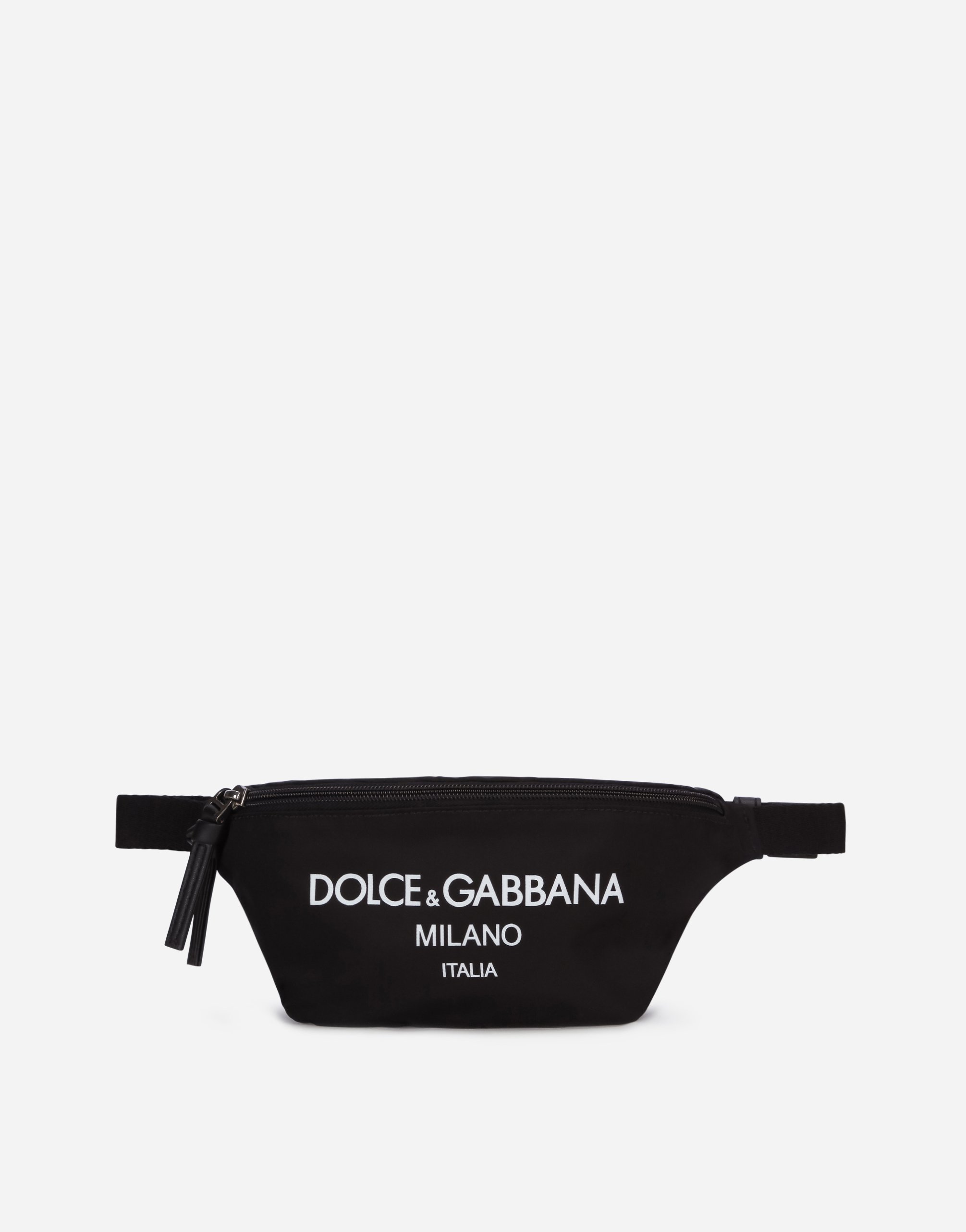Dolce & Gabbana Kids' Nylon Pocket Bag With Rubberized Logo In Black