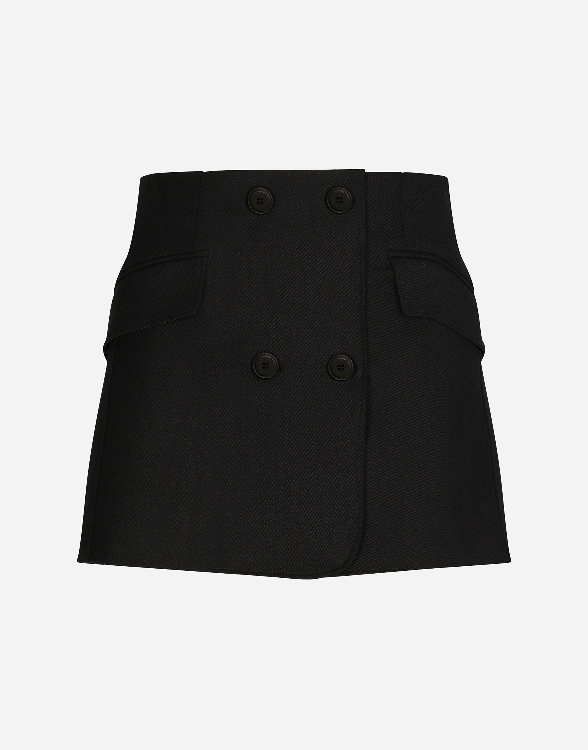 Twill mini wrap skirt in Black