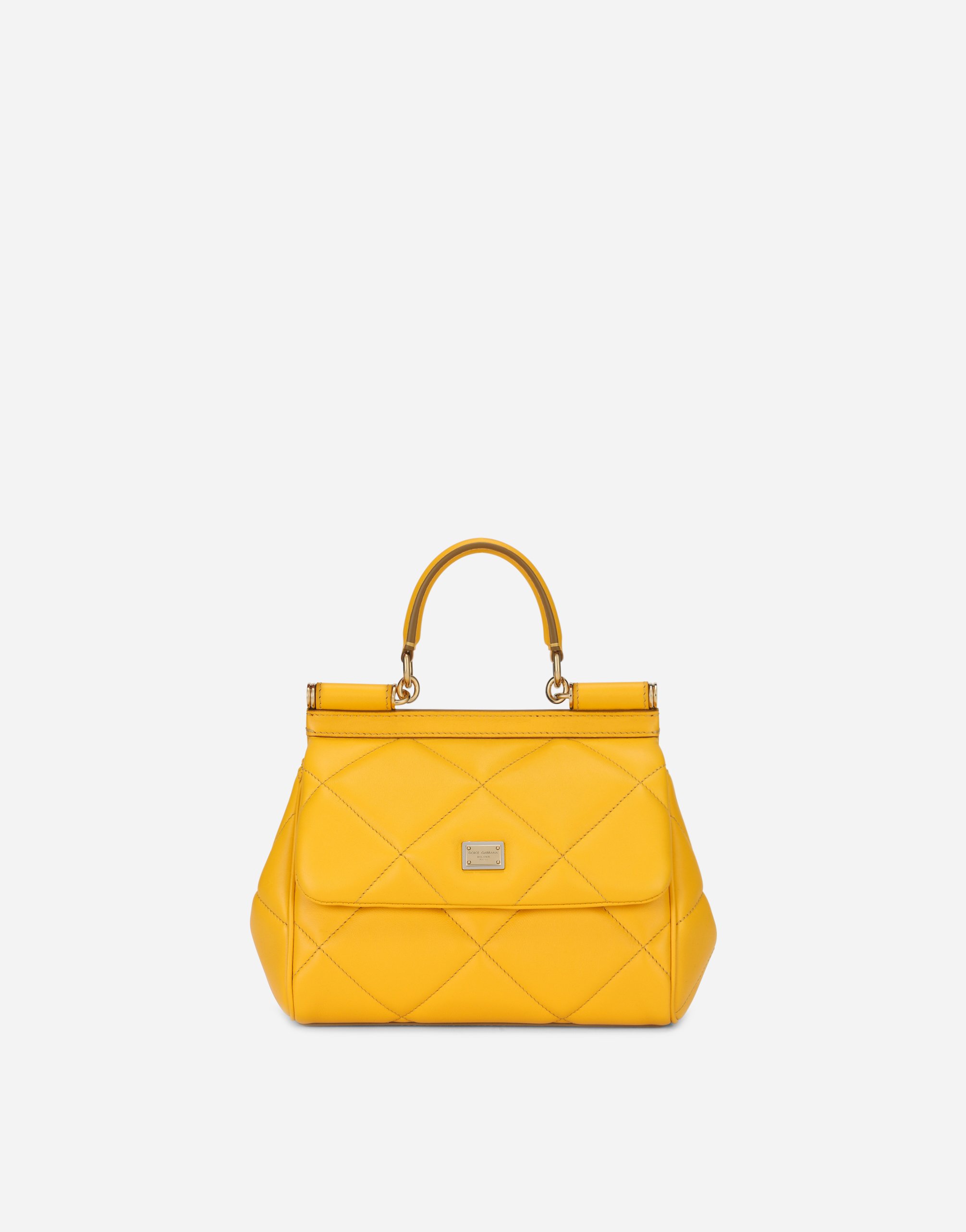 Small Sicily bag in quilted Aria calfskin in Yellow