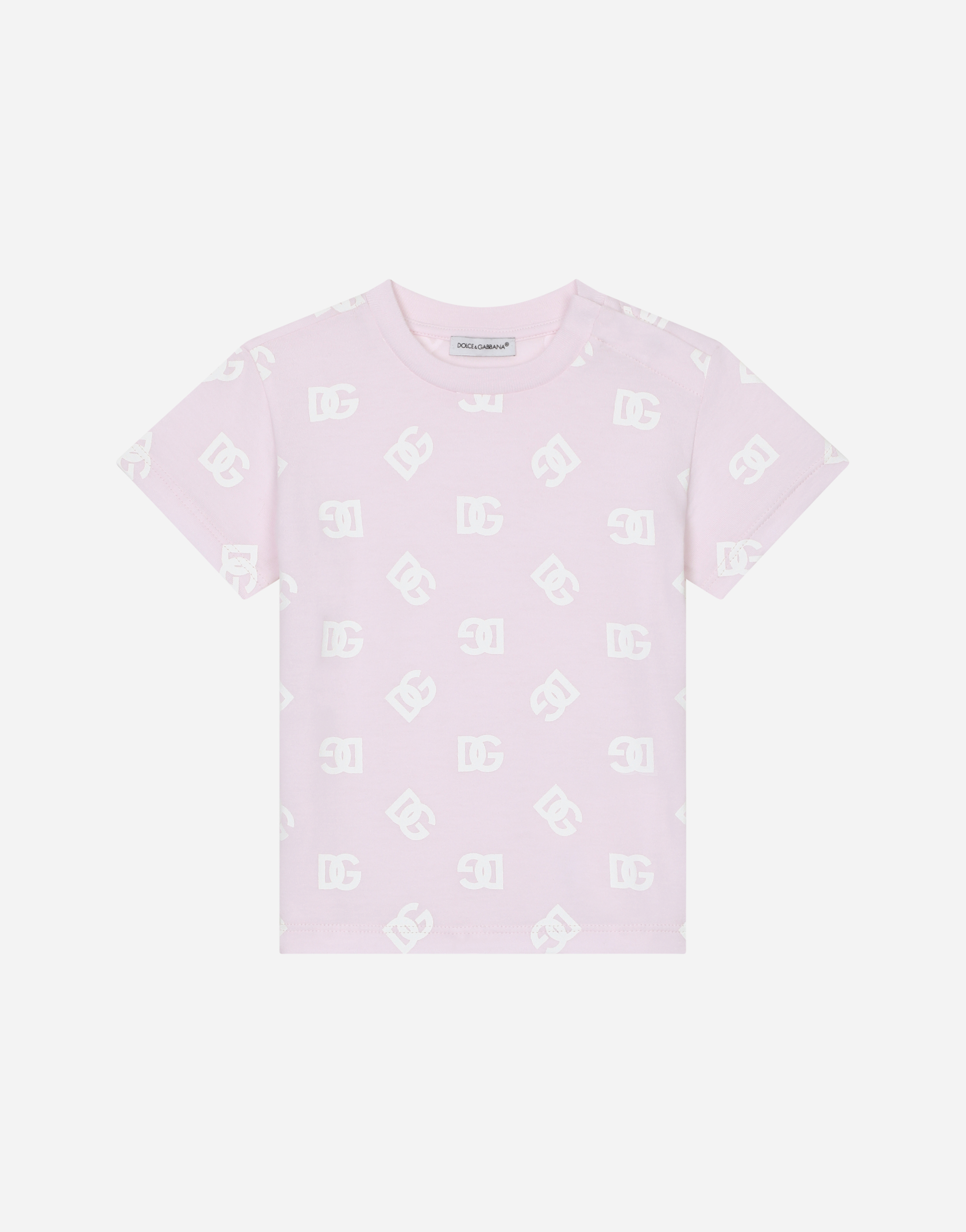 Jersey T-shirt with all-over DG logo print in Pink