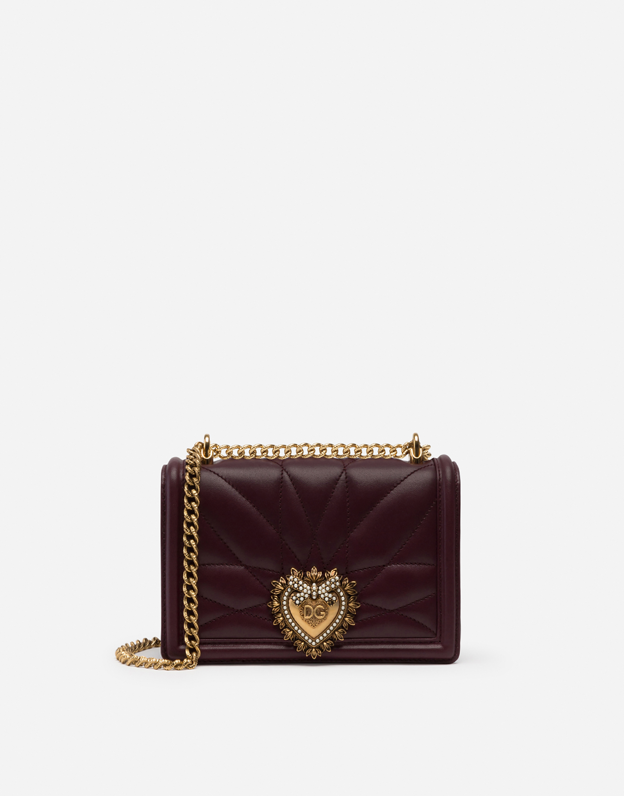 Small Devotion crossbody bag in quilted nappa leather in Bordeaux