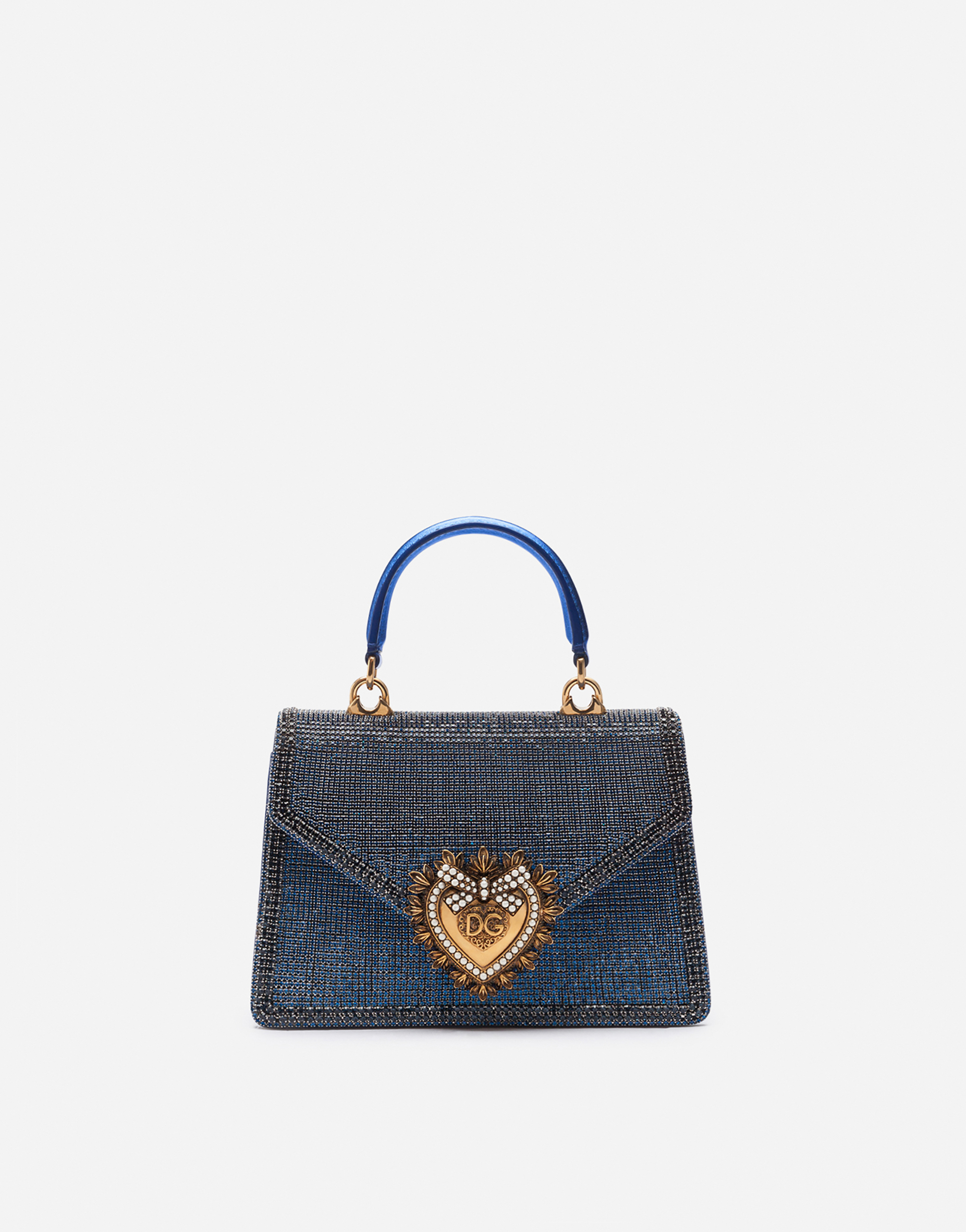 Small Devotion bag in mordore nappa leather with rhinestone detailing in Blue